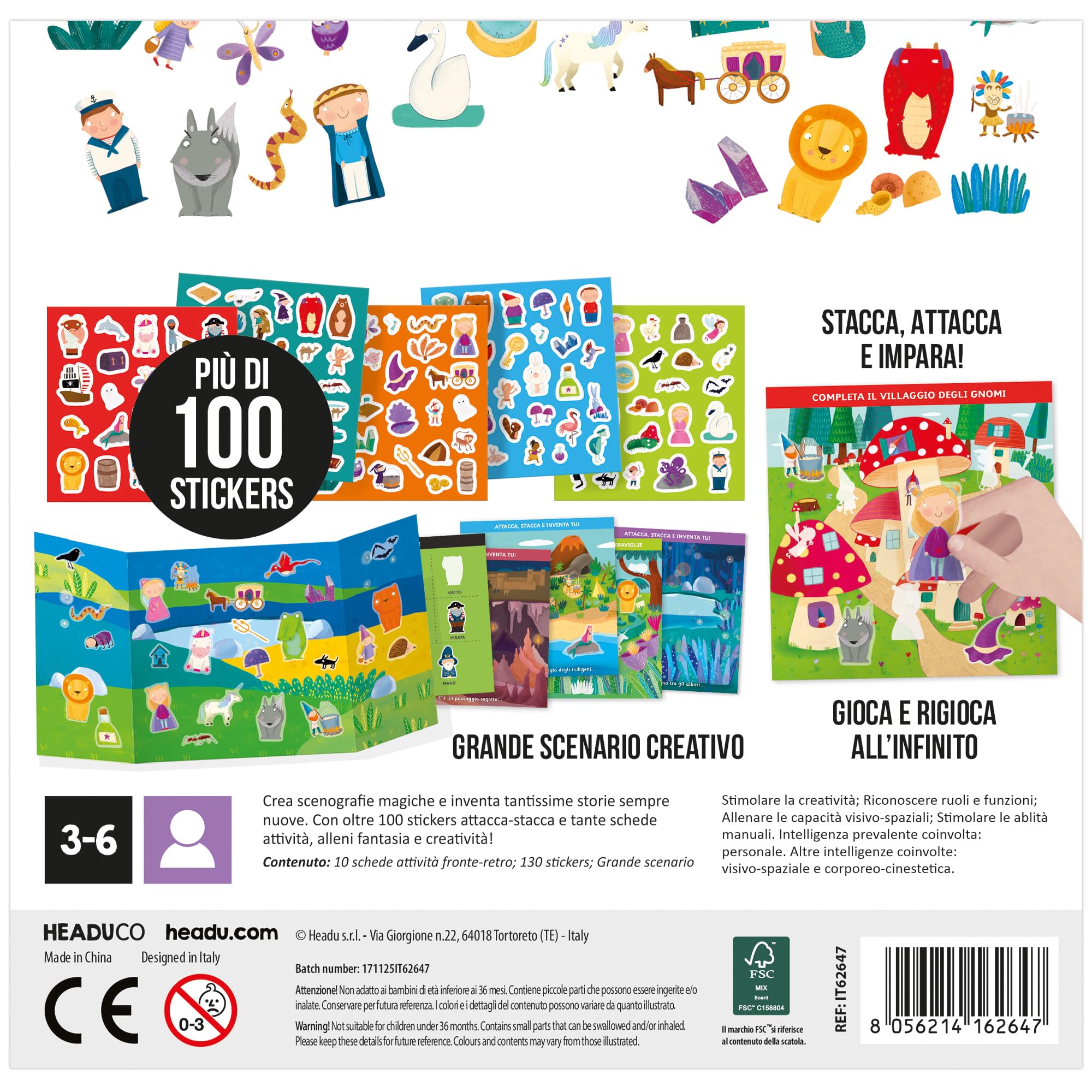 Headu Scuola Stickers Fiabe e Favole gioco educativo 130 stickers