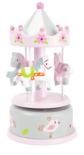 smallfoot Fiore carillon giostra cavalli legno rosa