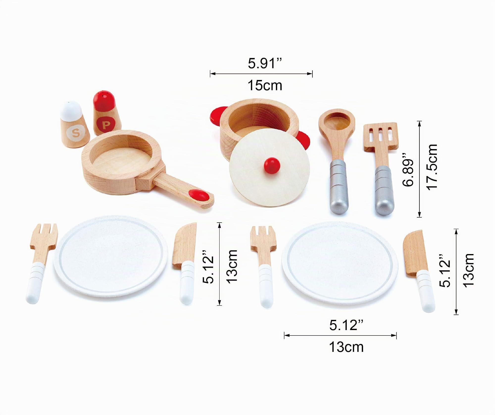 Hape Set Cucina e Servi Legno 13 Pezzi Gioco Ruolo 3 Anni+