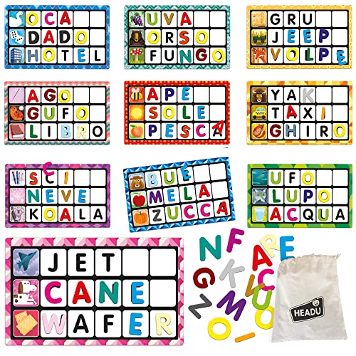 Headu Lettere e Parole tombola tattile 3-6 anni Montessori