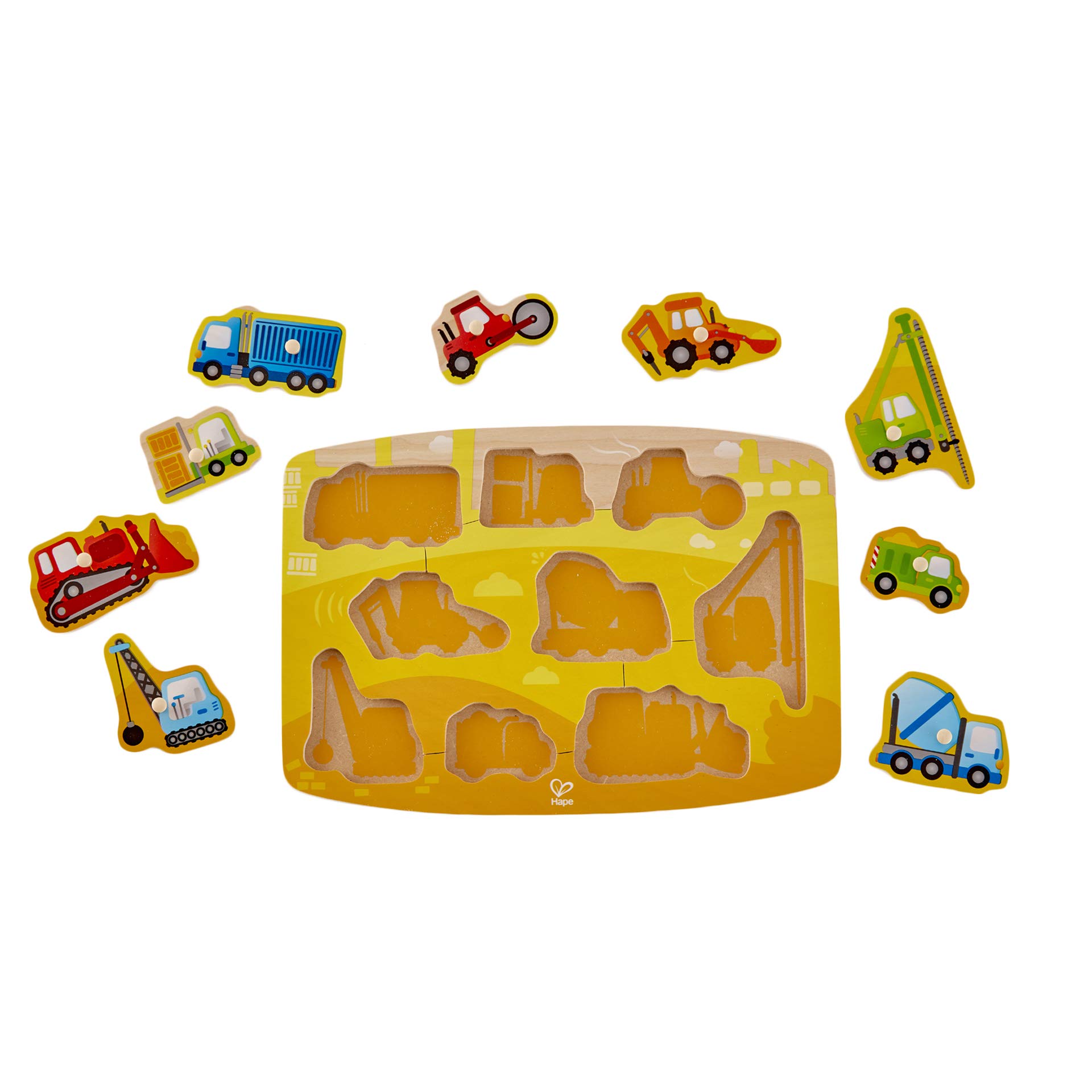 Hape E1407 puzzle in legno cantiere con pomelli 24 mesi+