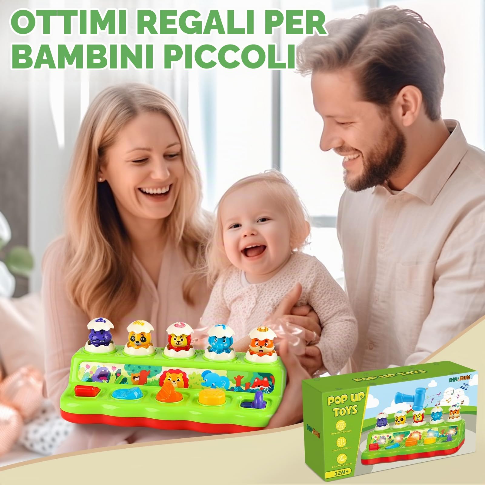 DINORUN Pop Up Animali gioco interattivo sonoro