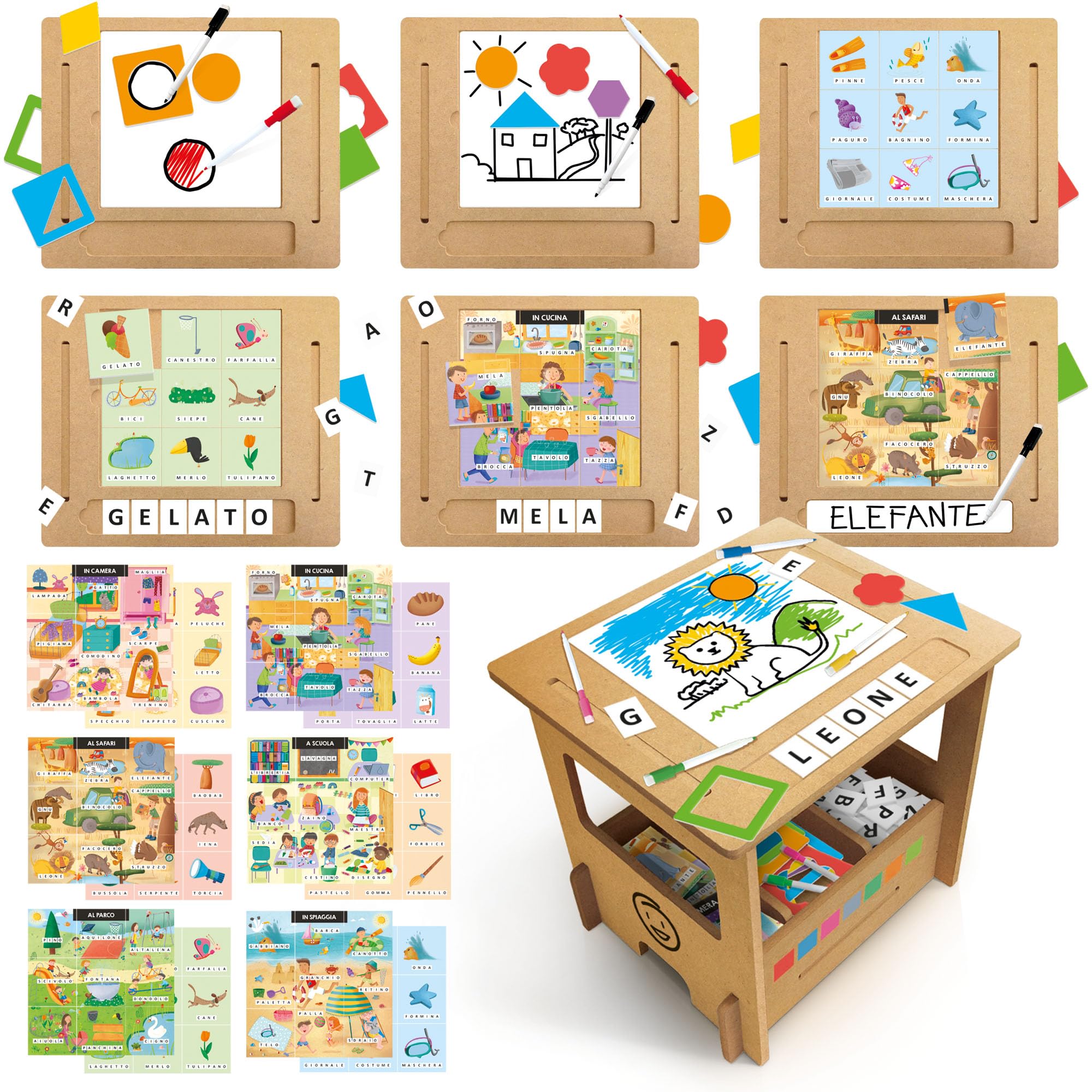 Headu Banchetto Legno Scuola di Scrittura 3-6 anni