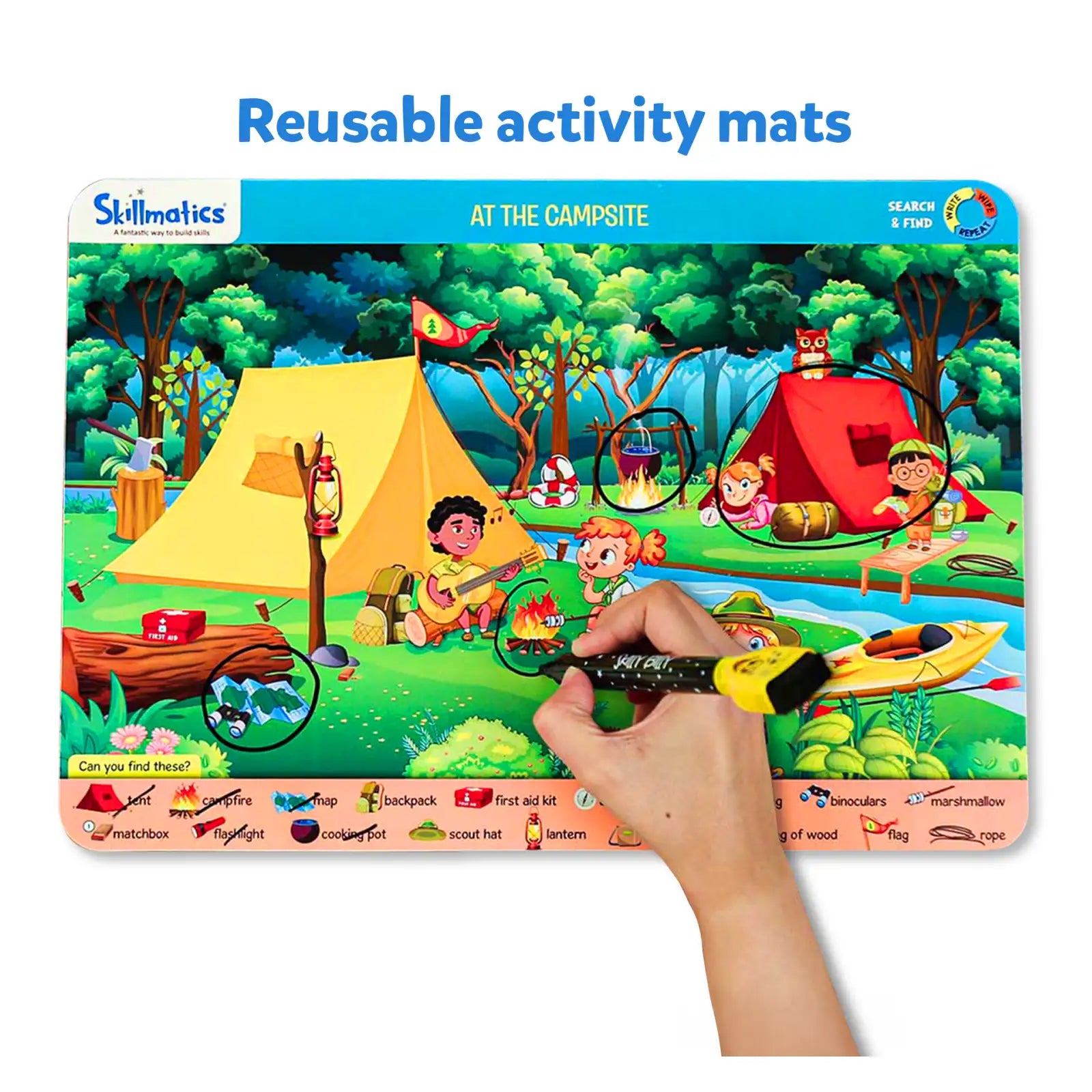 Skillmatics Search & Find tappetini attività riutilizzabili 3-6 anni