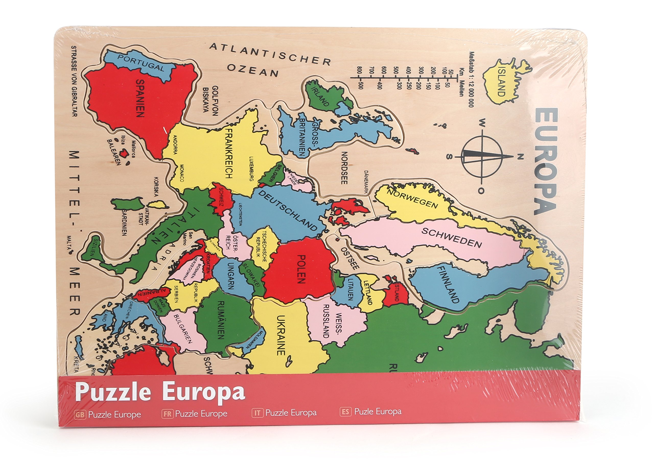 smallfoot 7265 puzzle Europa in legno testo tedesco