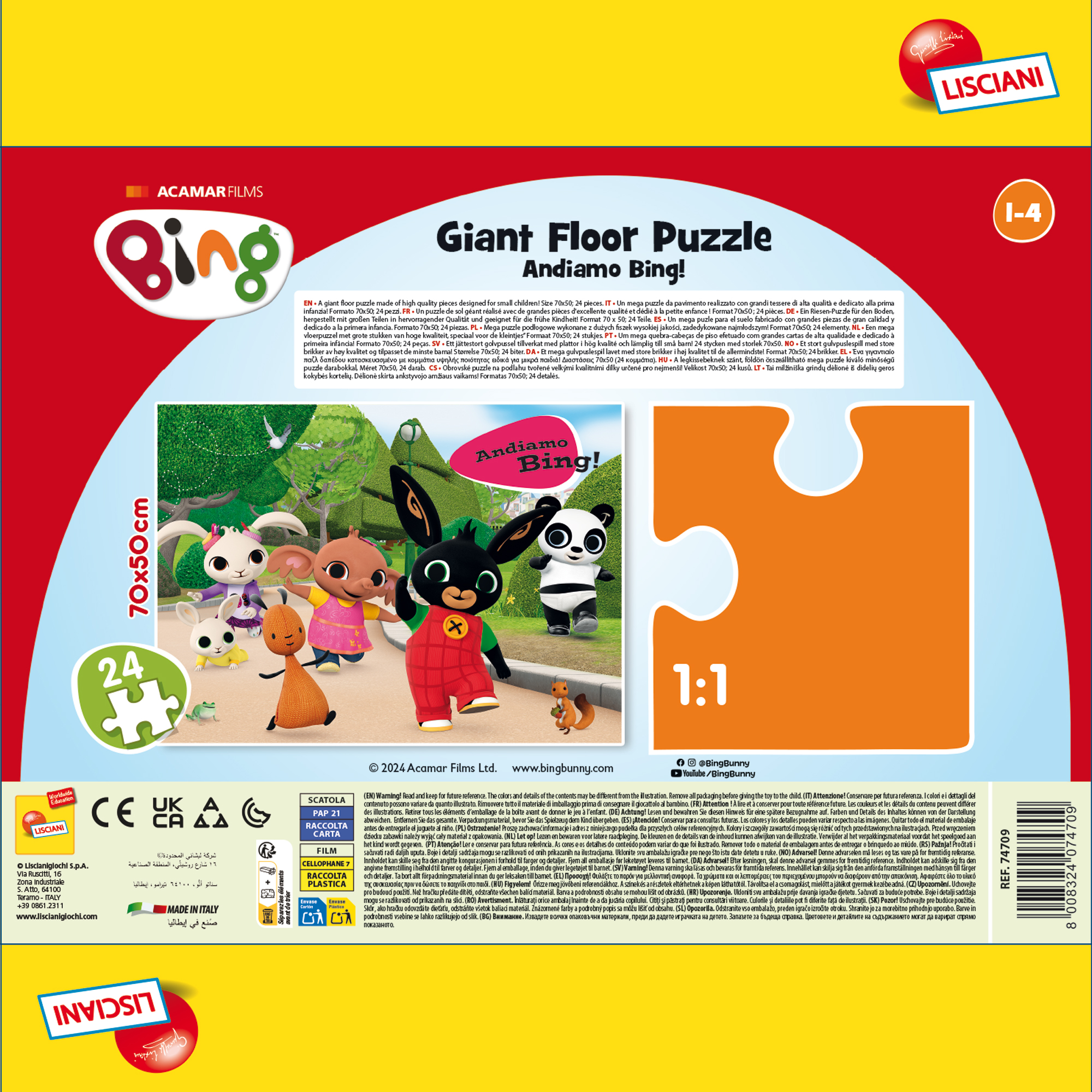 Lisciani Bing Giant Floor 24 puzzle Andiamo Bing! maxi