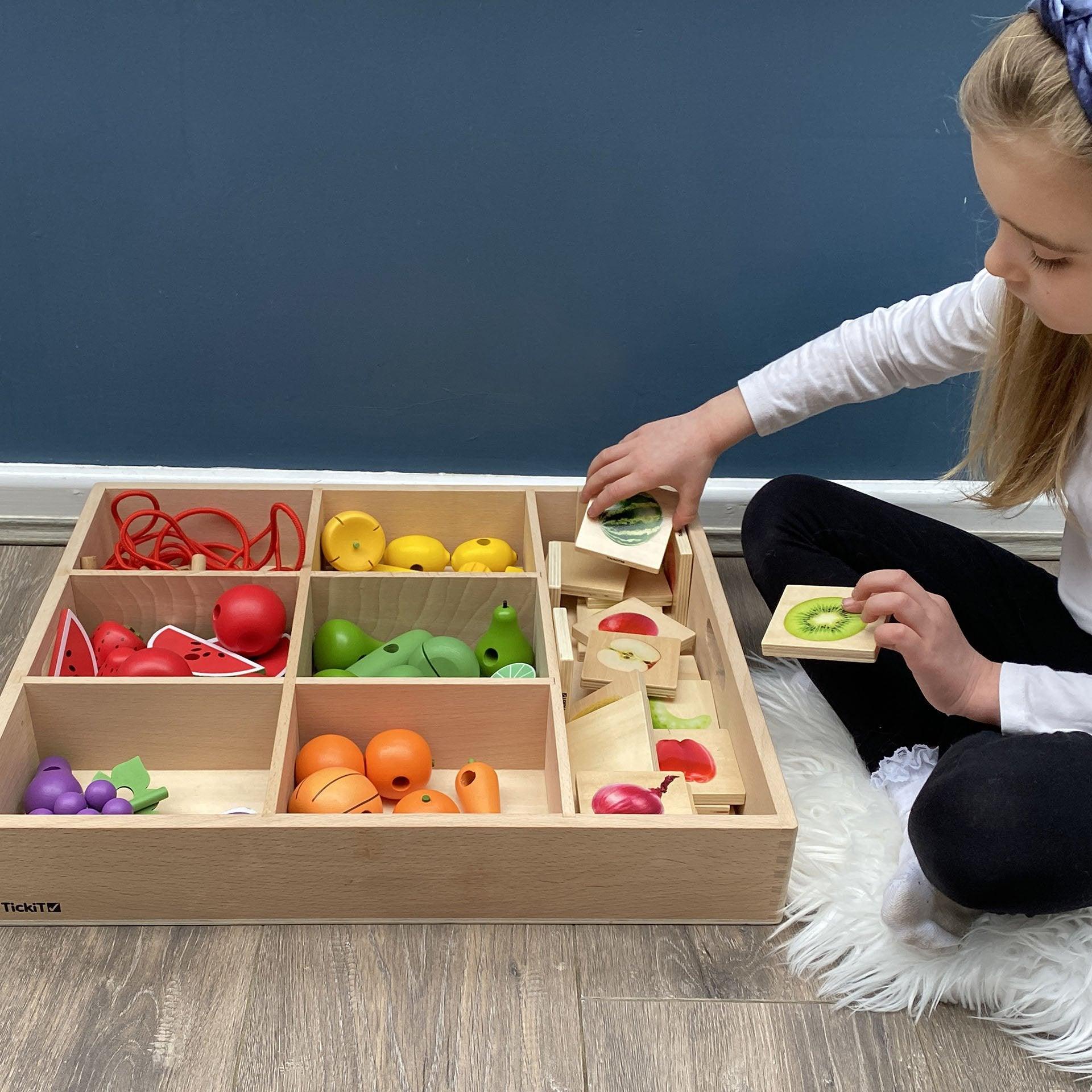 Tickit Wooden Sorting Tray vassoio legno 7 scomparti