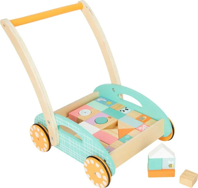 small foot 11766 carrello primipassi legno pastello 34 pezzi