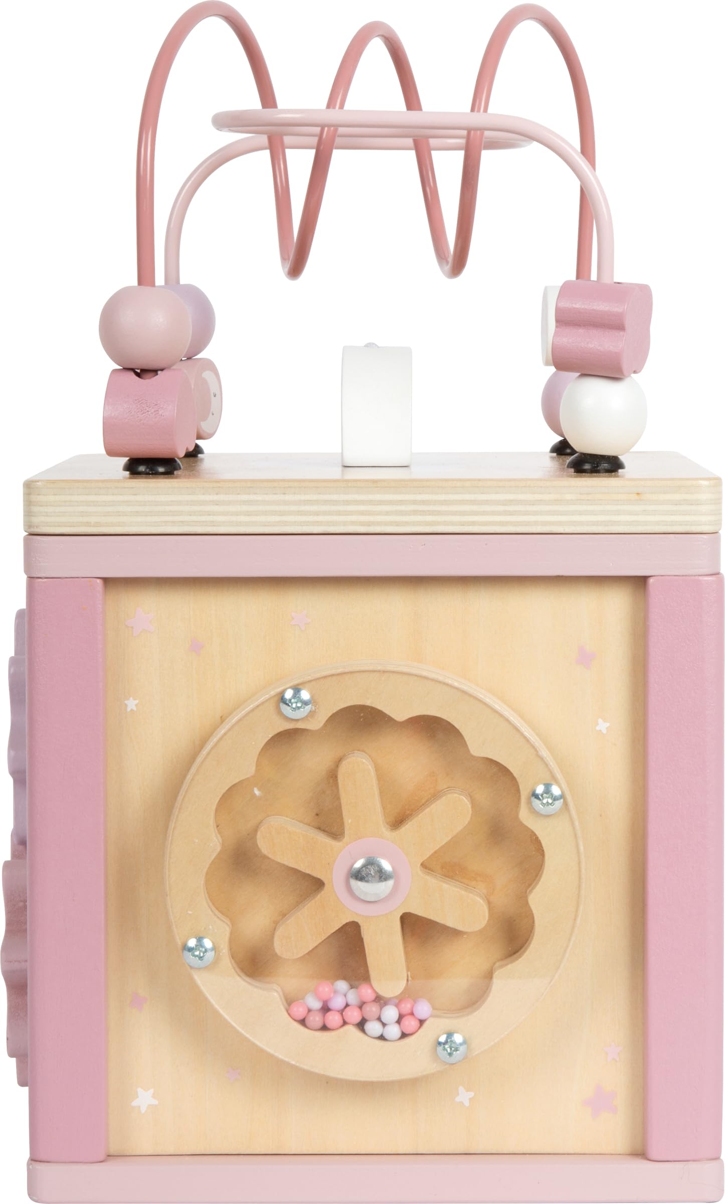 smallfoot 12803 dado motricità in legno rosa 5 giochi