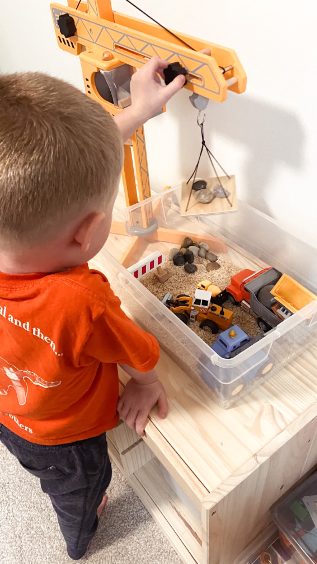 Hape Set Gru cantiere giocattolo mobile in legno