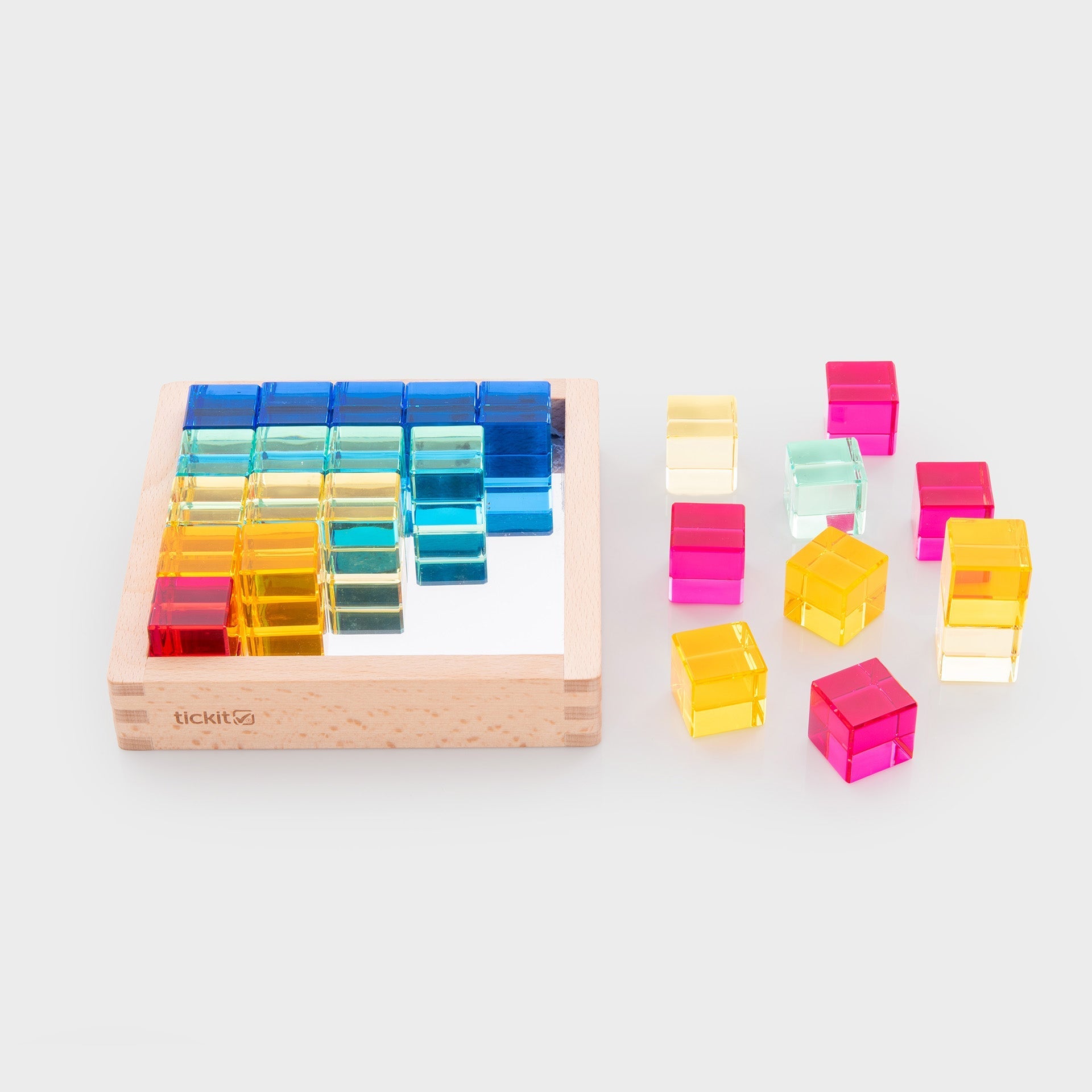 Tickit Gem Cube Mirror Tray vassoio 25 gemme traslucide