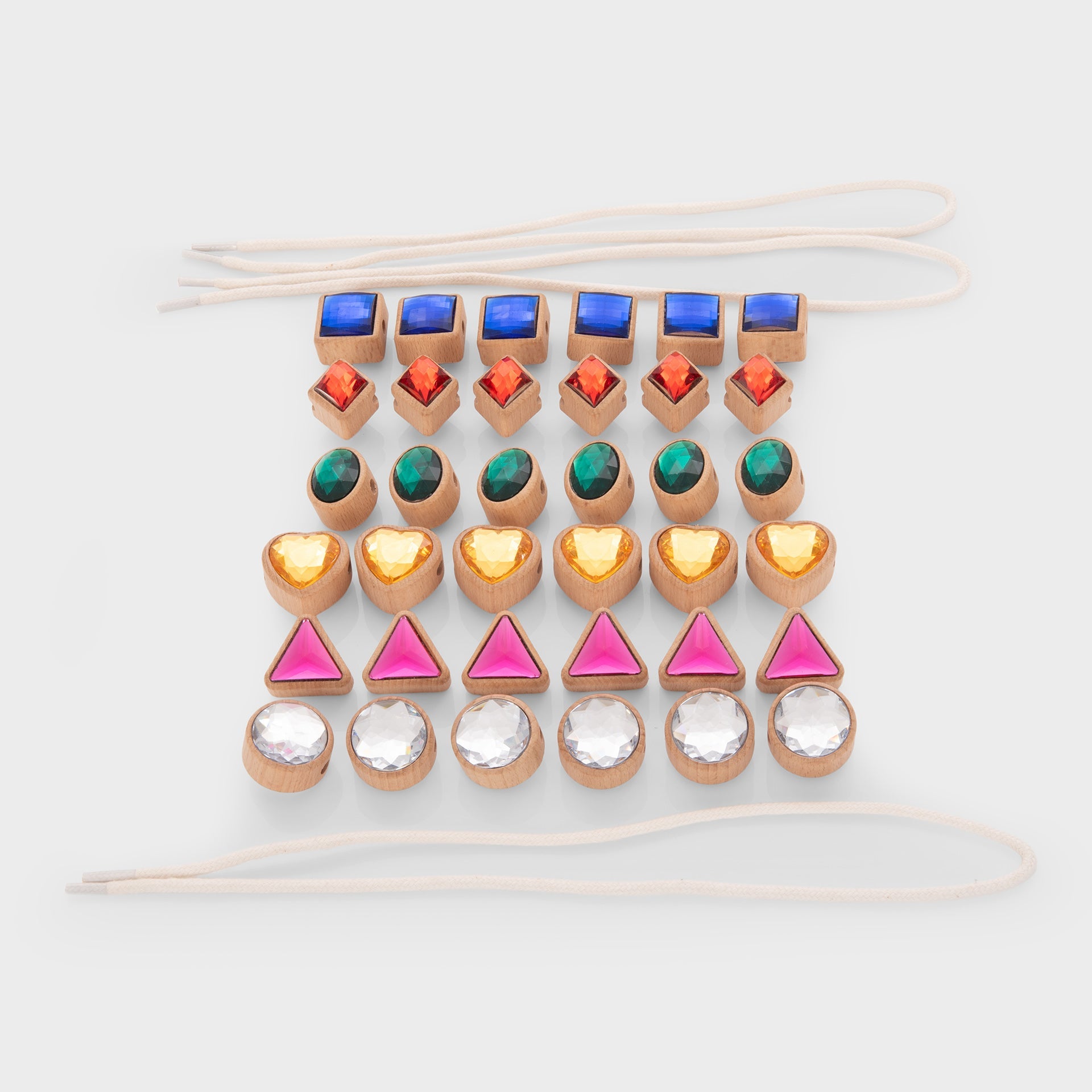 Tickit Shape Lacing Jewels perle legno forme 36 pezzi lacci
