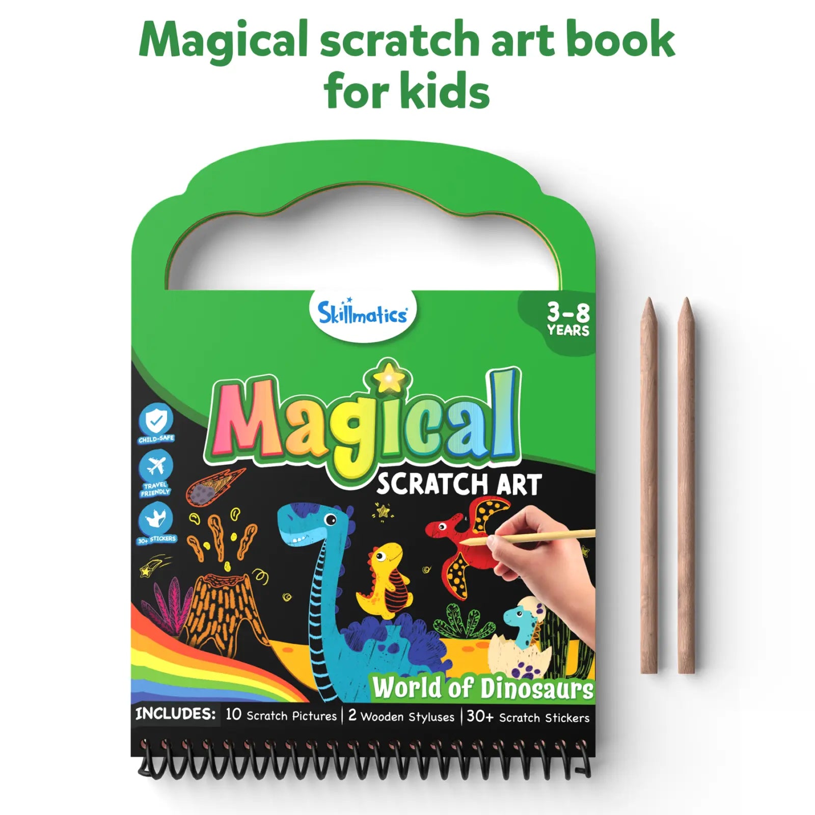 Skillmatics Scratch Art Dinosauri kit gratta e disegna 3-8 anni