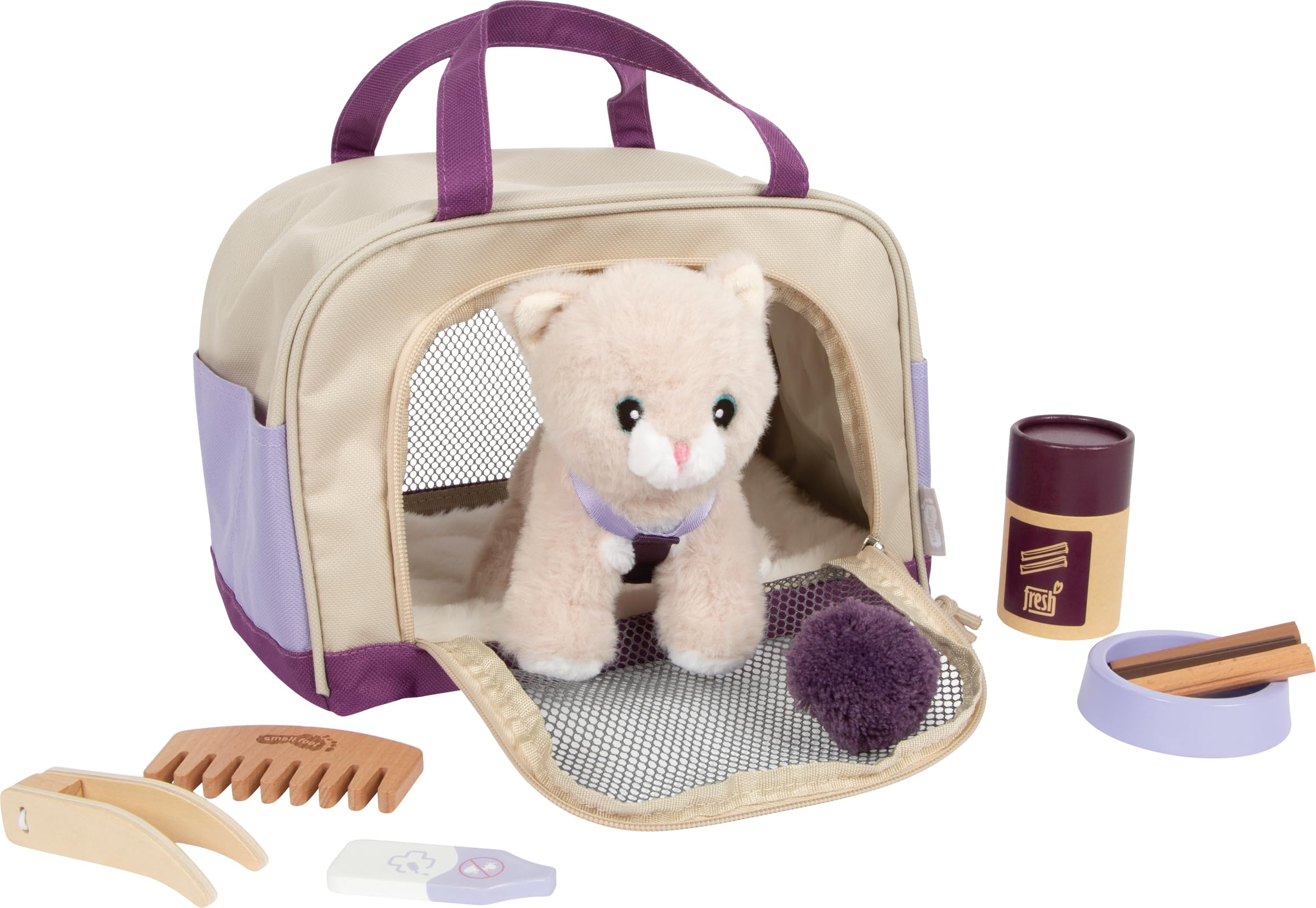 smallfoot Gatto Lilla set cura peluche borsa
