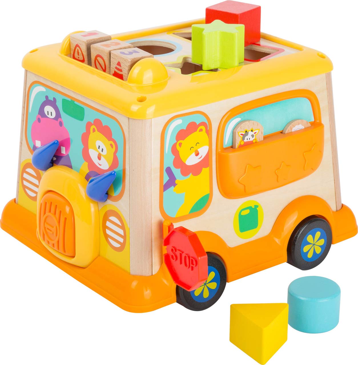 smallfoot scuolabus cubo attività in legno bambini