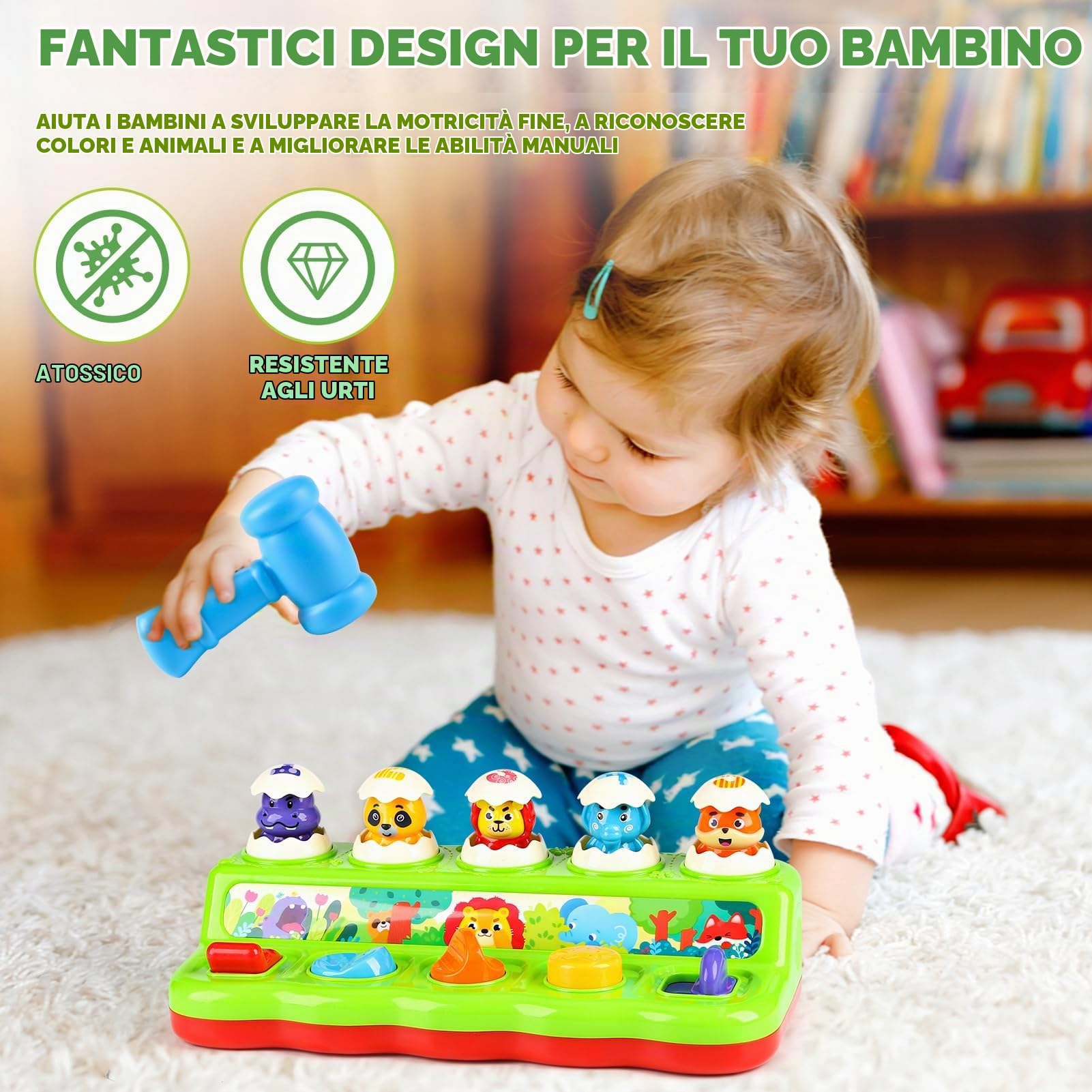 DINORUN Pop Up Animali gioco interattivo sonoro