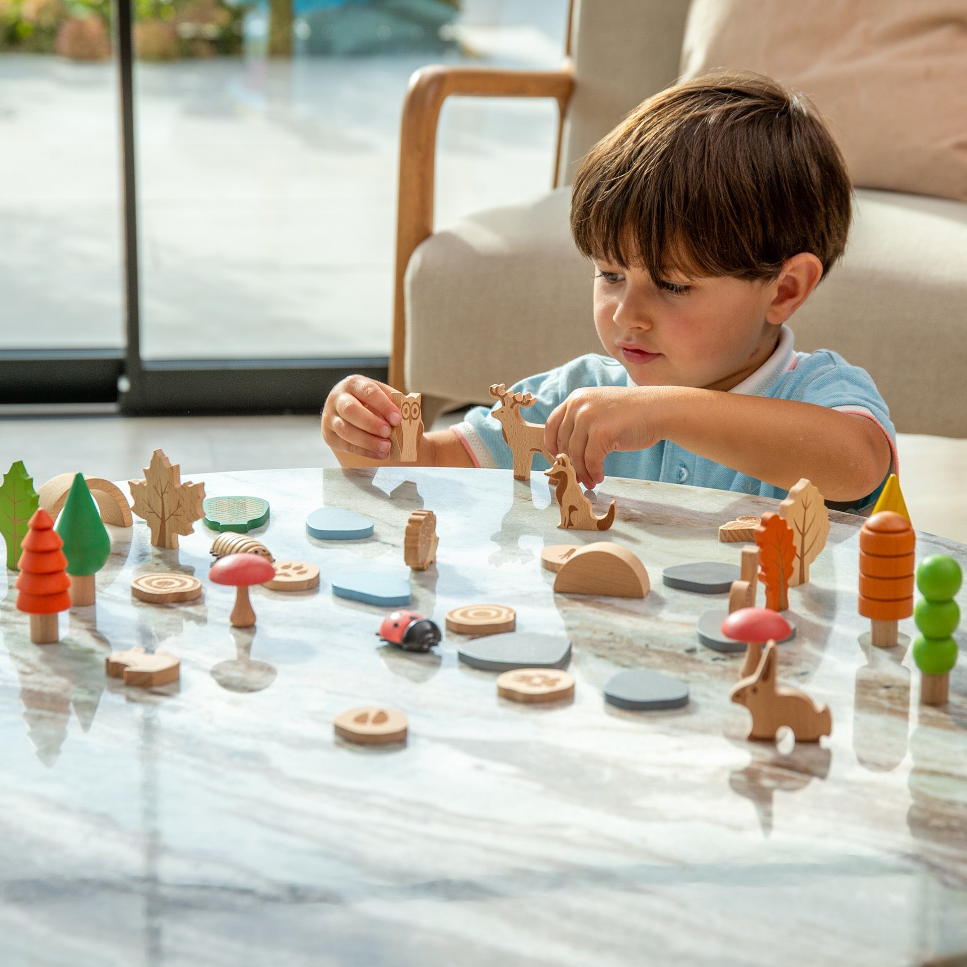 Tickit Woodland Trail Set gioco legno bosco con animali scatola