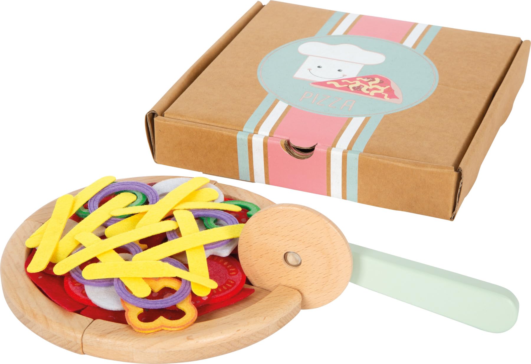 smallfoot set pizza giocattolo in legno con velcro da tagliare