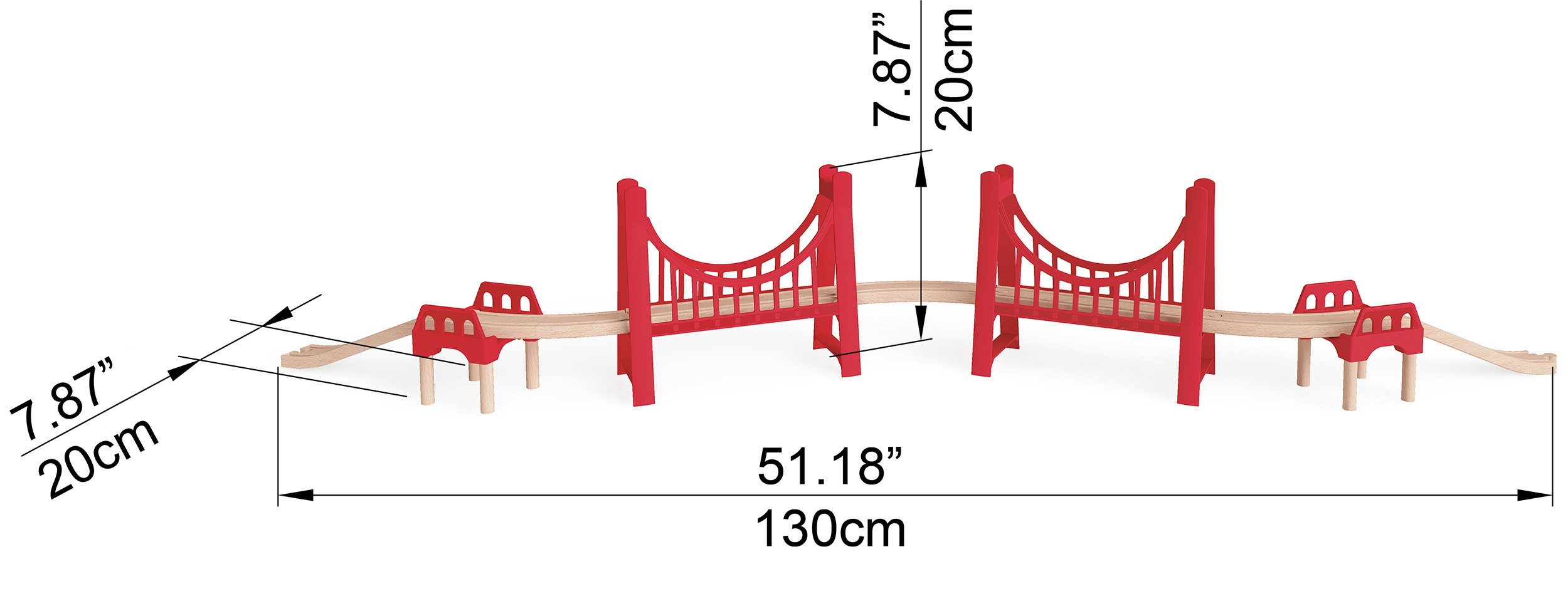 Hape Doppio Ponte Sospeso ponte per trenini legno
