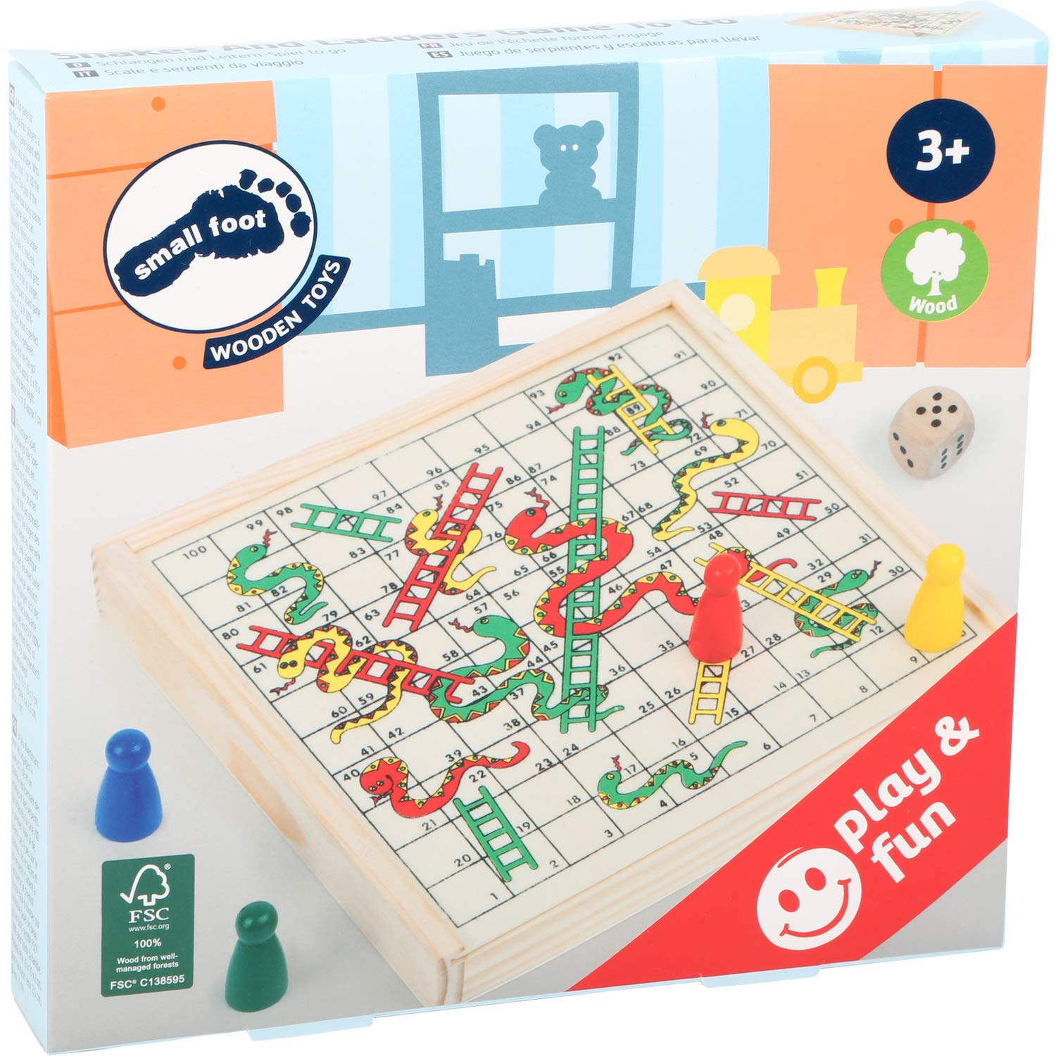 smallfoot 112211 serpenti e scale gioco da viaggio in legno