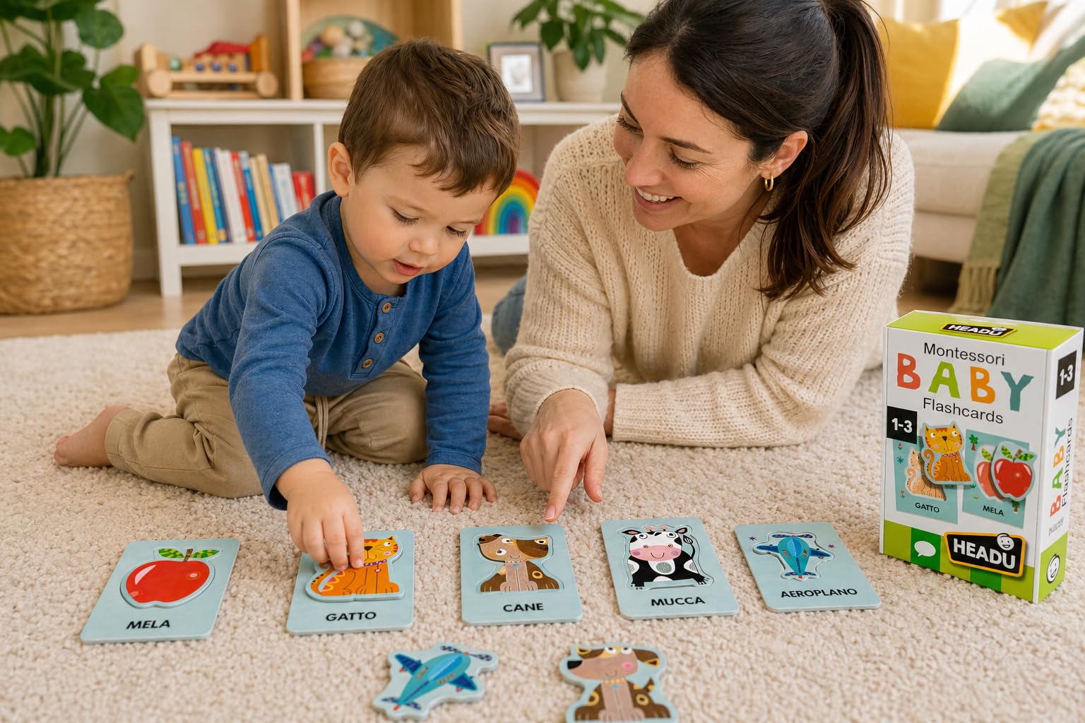 Headu Baby Flashcards Montessori Prime Parole flashcards 1-3 anni