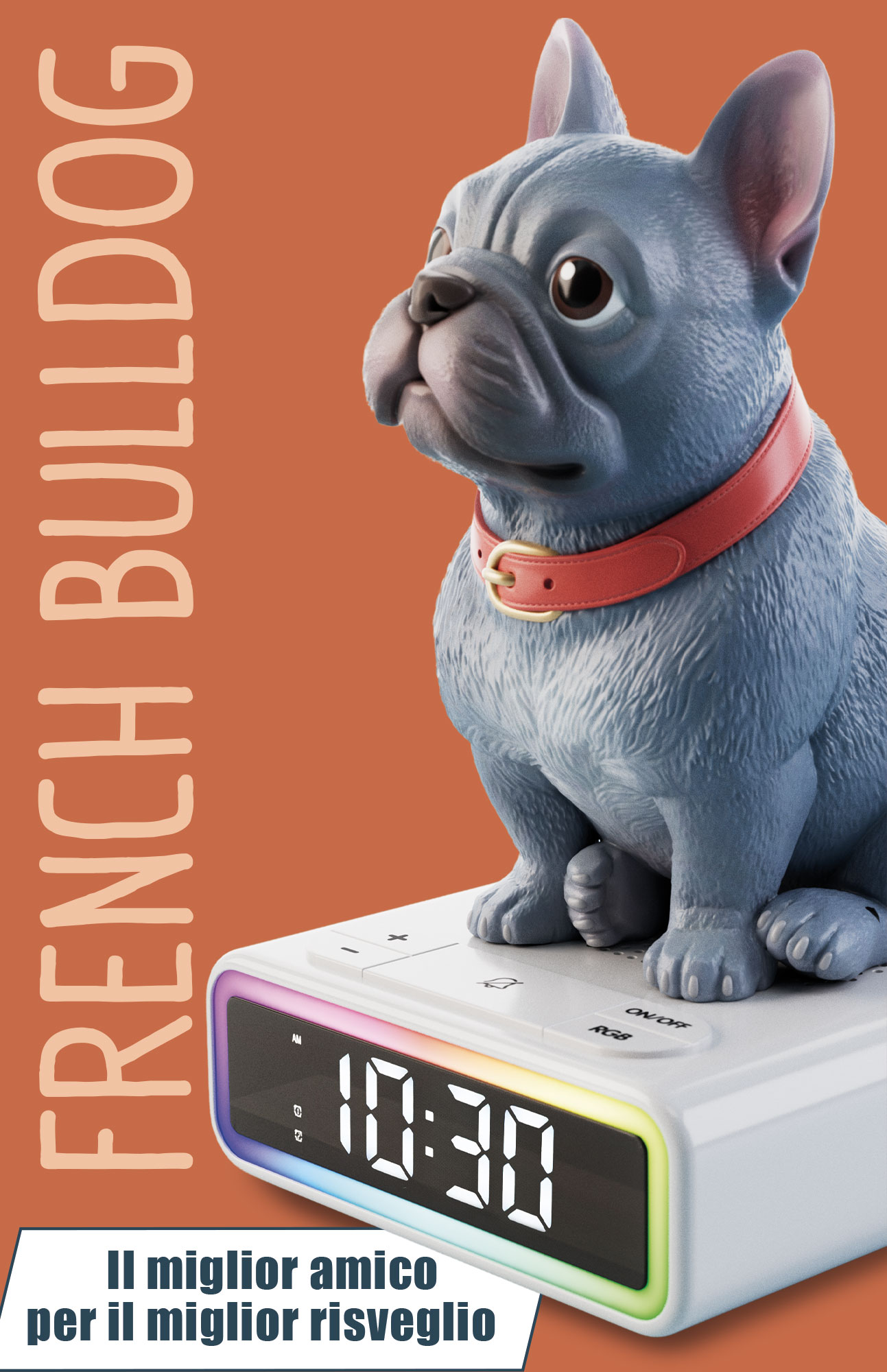 Lisciani Rainy Days Bulldog Francese sveglia digitale cambia colore
