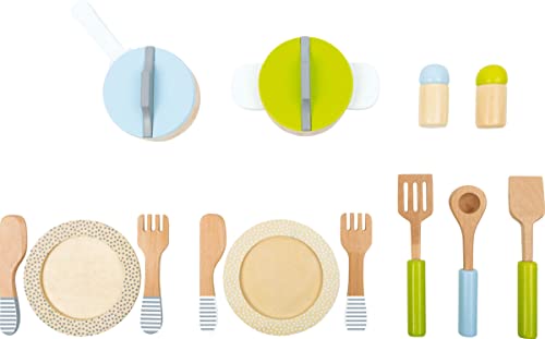 Small Foot 11098 Set Pentole Legno Bambini 15 Pezzi Cucina