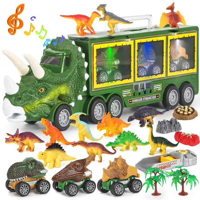 DINORUN Dinosauri Camion trasportatore 23 pezzi luci suoni