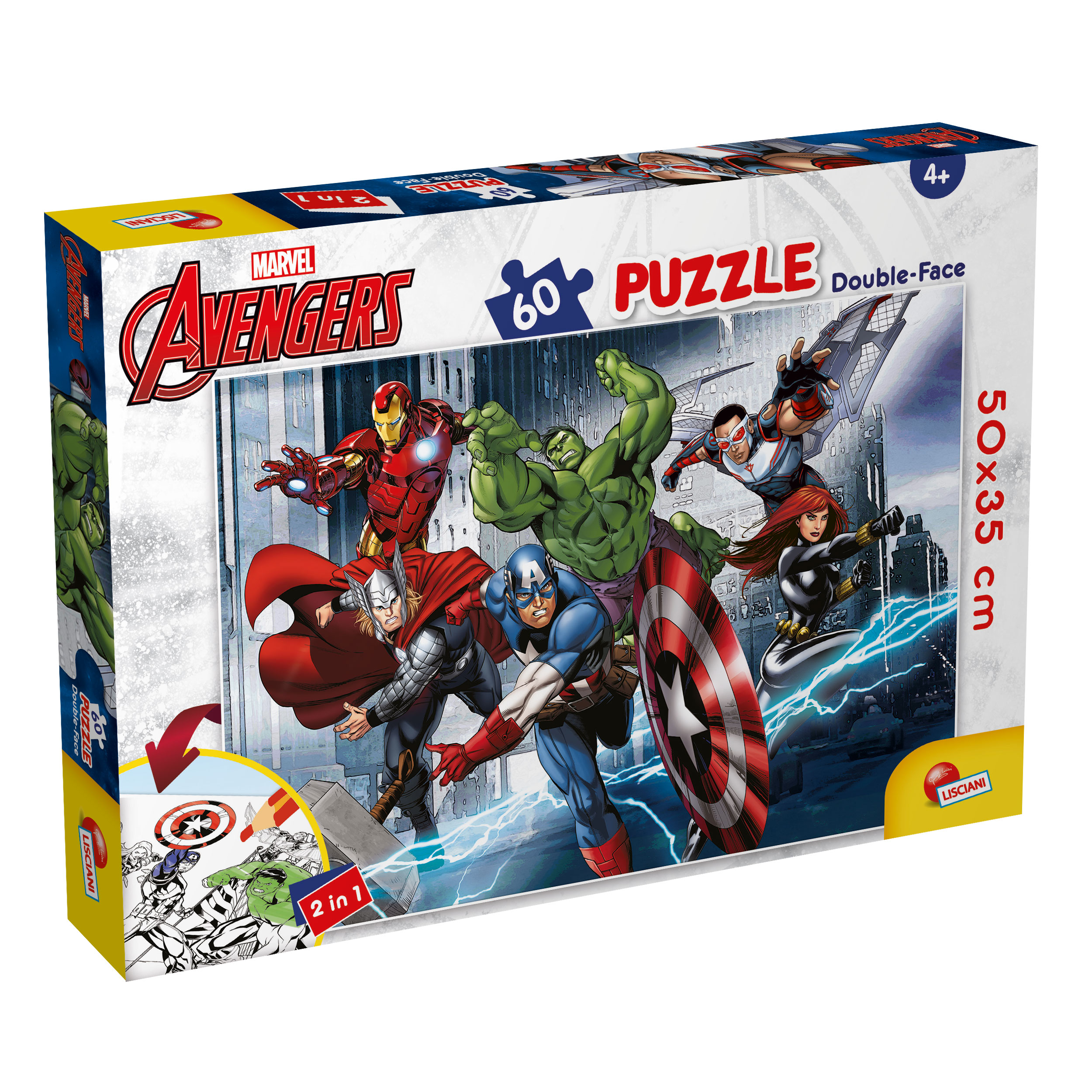 Lisciani Marvel Plus 60 Avengers puzzle bambini bifacciale