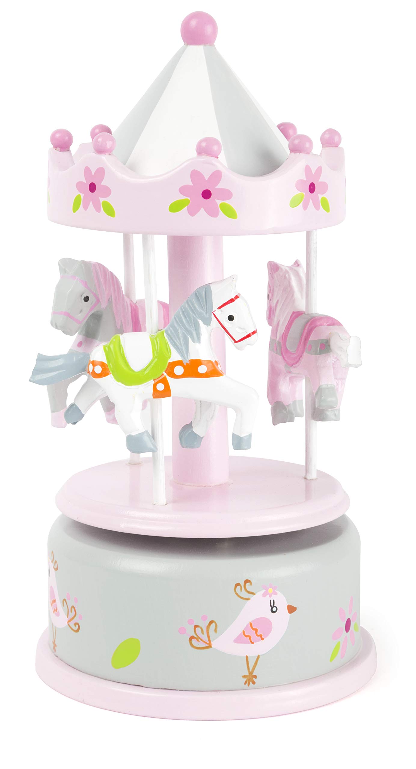 smallfoot Fiore carillon giostra cavalli legno rosa