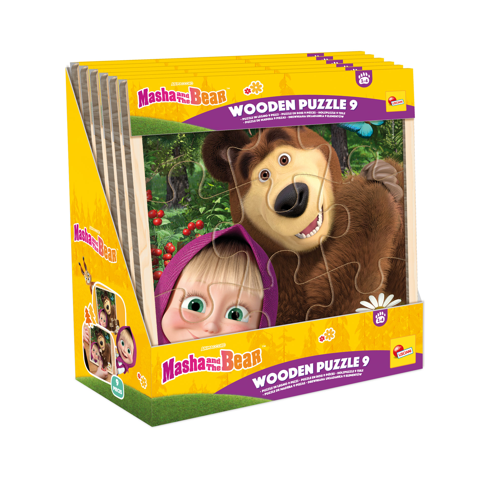 Lisciani Masha Wooden Puzzle 9 puzzle legno 6 pezzi piccoli