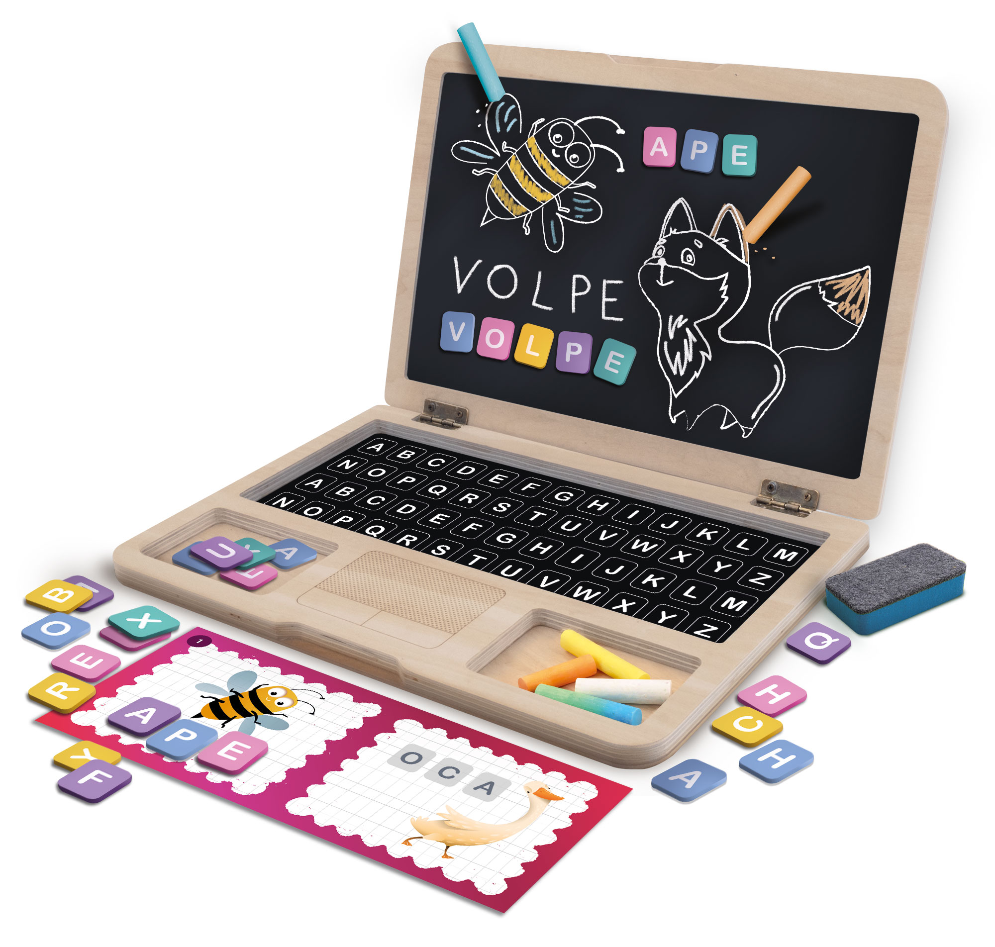 Lisciani Giochi Carotina Primo Laptop di Legno laptop magnetico lettere