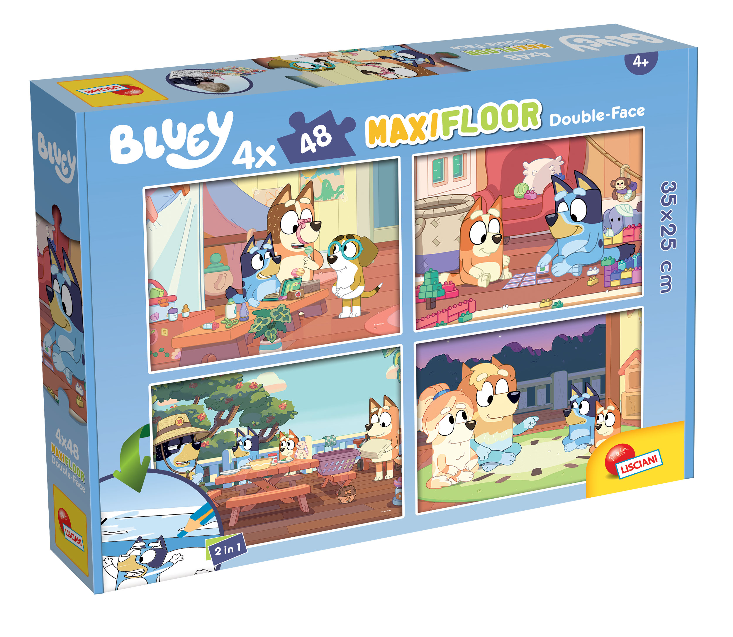 Lisciani Bluey Puzzle DF Maxi Floor 4x48 pezzi da colorare