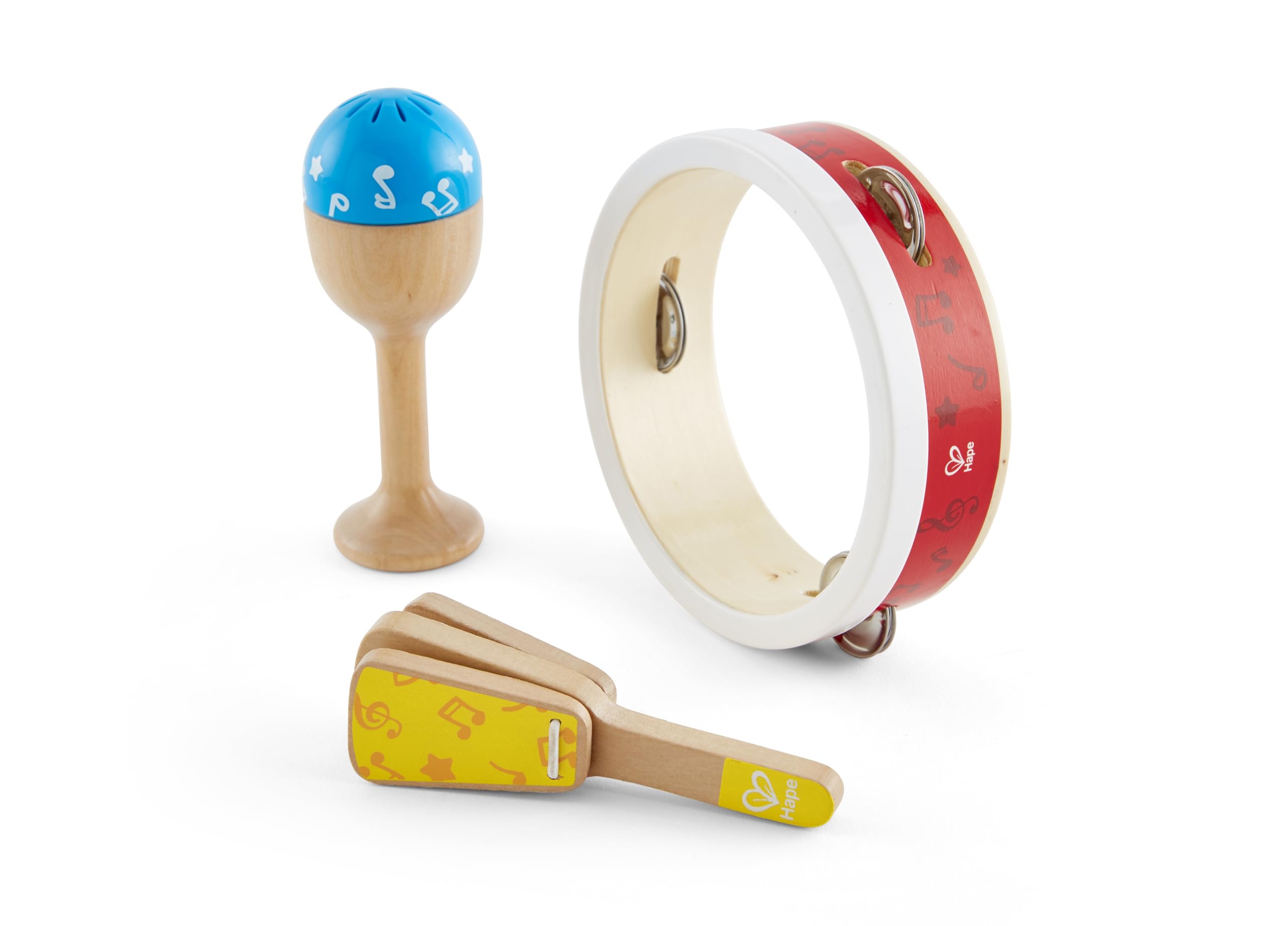 Hape set percussioni bambini strumenti musicali 3 pezzi 12 mesi