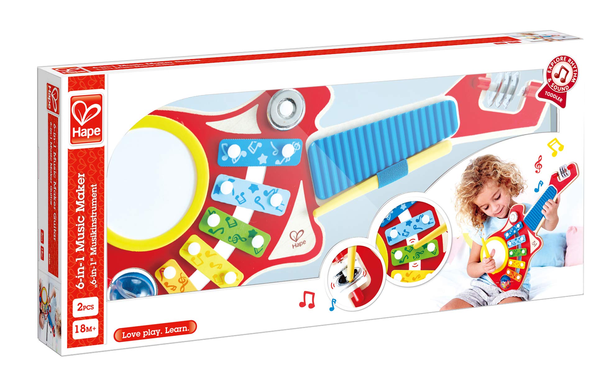 Hape Crea Musica 6 in 1 chitarra giocattolo legno