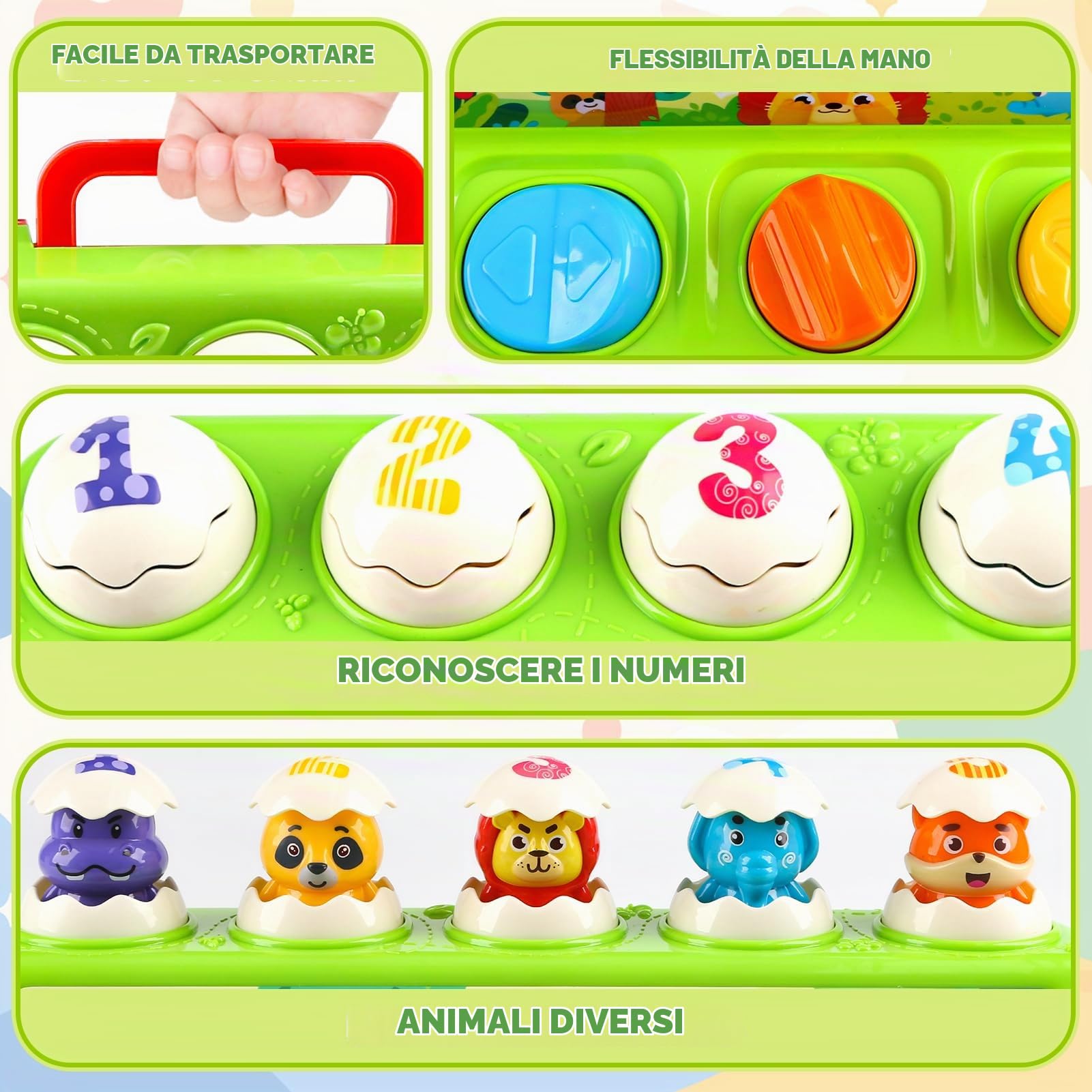 DINORUN Pop Up Animali gioco interattivo sonoro
