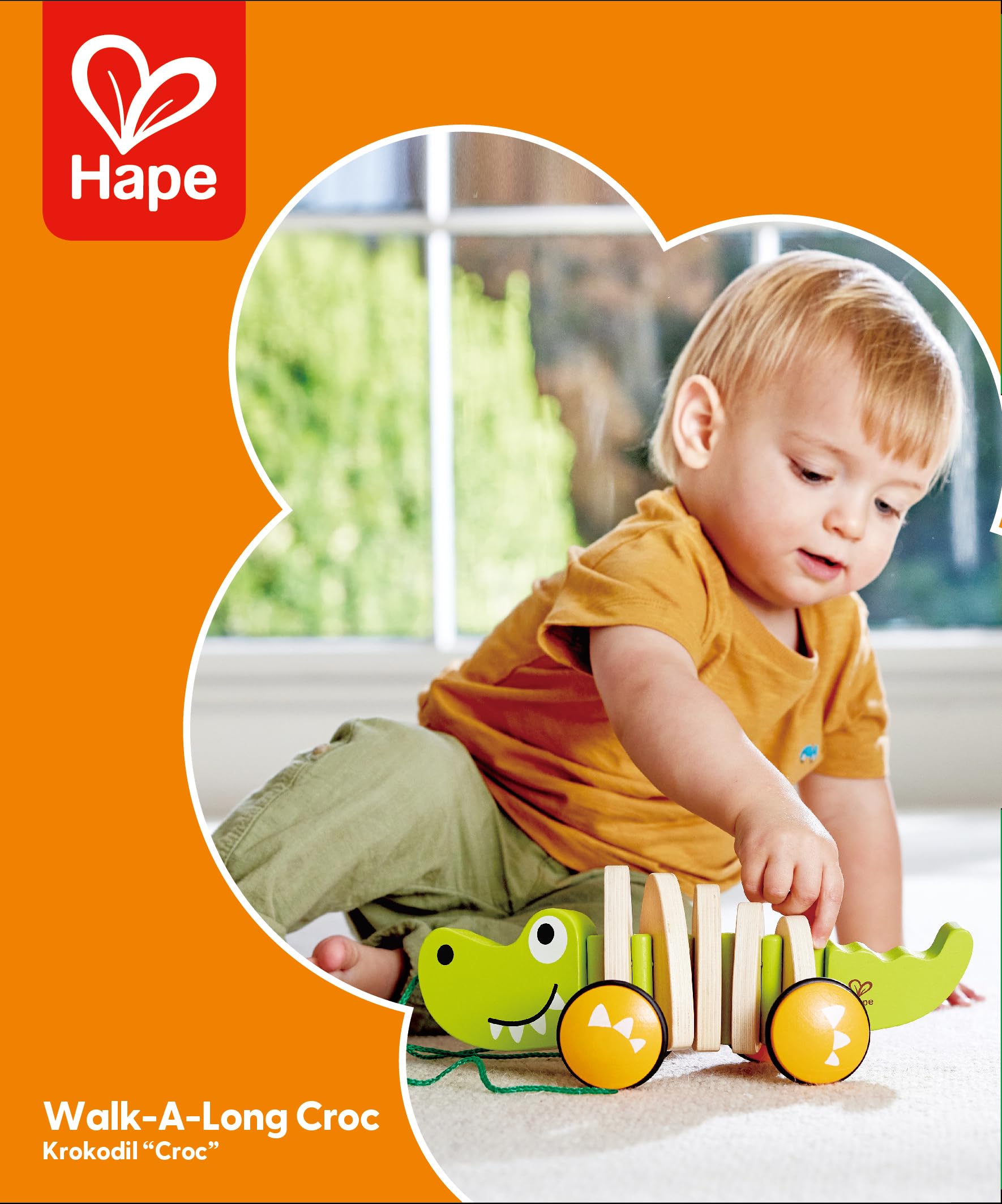 Hape E0348 Coccodrillo gioco trainabile in legno