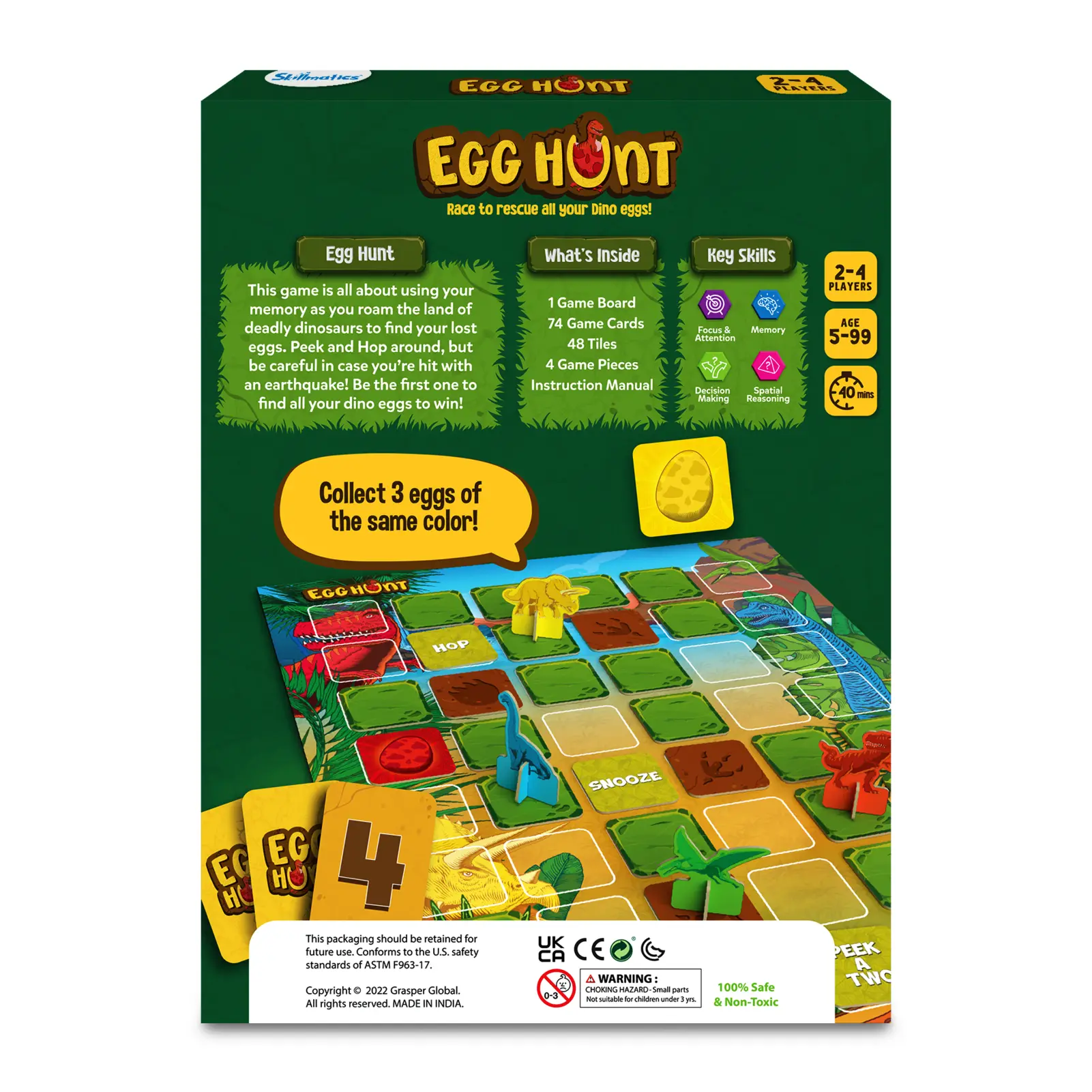 Skillmatics Egg Hunt Dinosauri gioco memoria 5+ anni