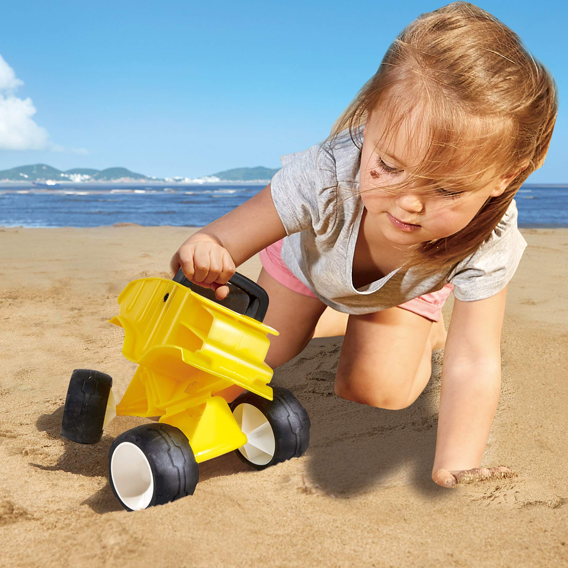 Hape Autocarro Giallo camion ribaltabile spiaggia ruote gomma