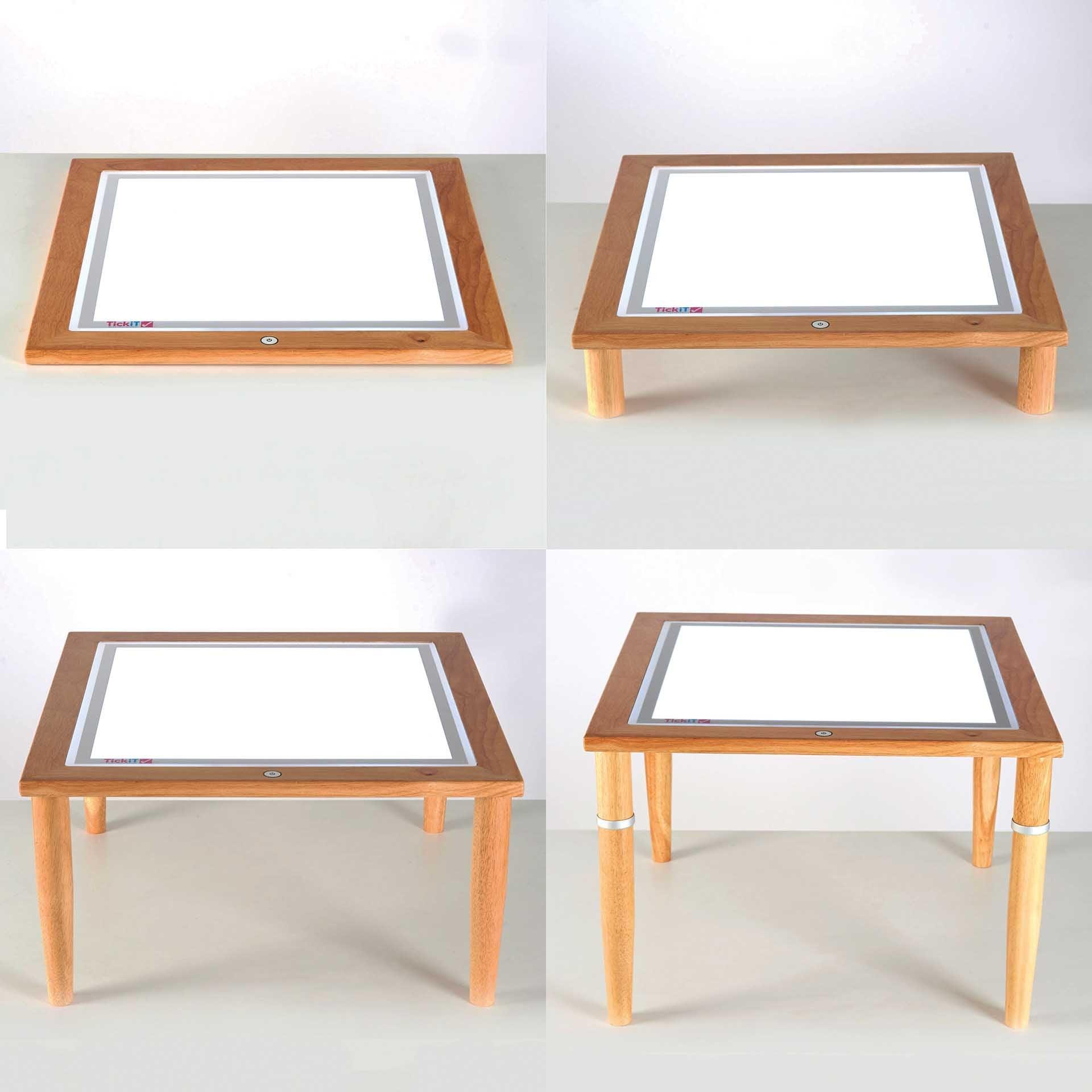 Tickit Tavolo Luminoso Legno LED Altezza Regolabile