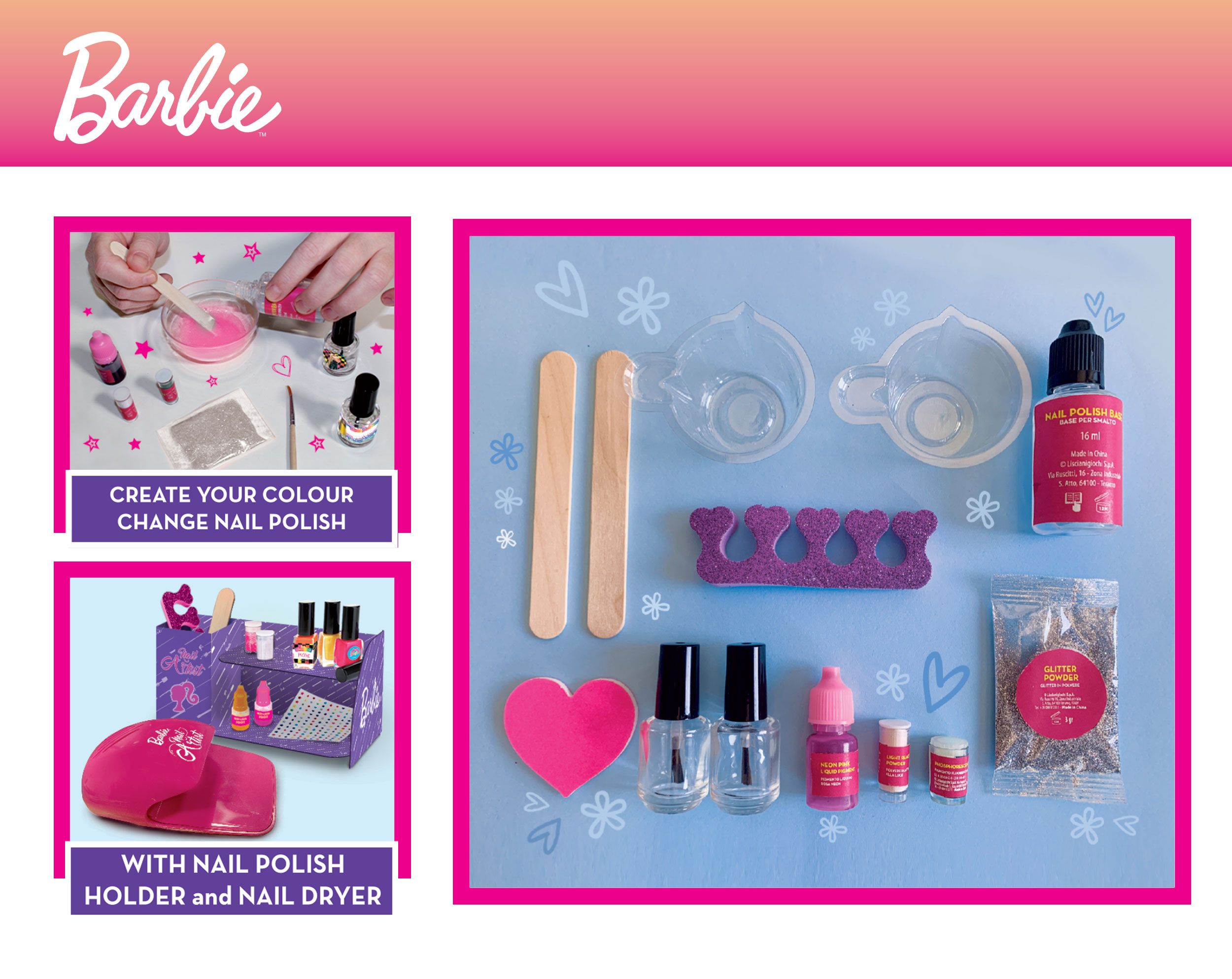 Lisciani Barbie My Trendy Nail Art Colour Change smalti