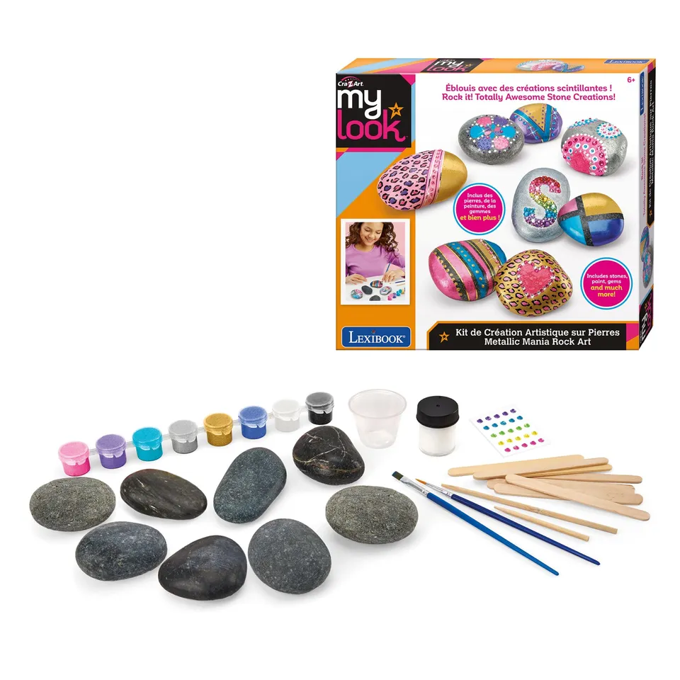 Lexibook CRSS1 kit pittura su pietre 8 colori metallici