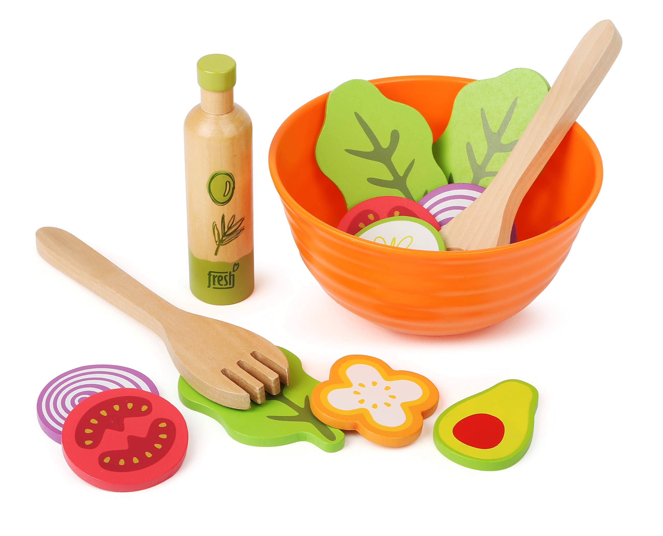 smallfoot Insalata set gioco cucina legno con ciotola