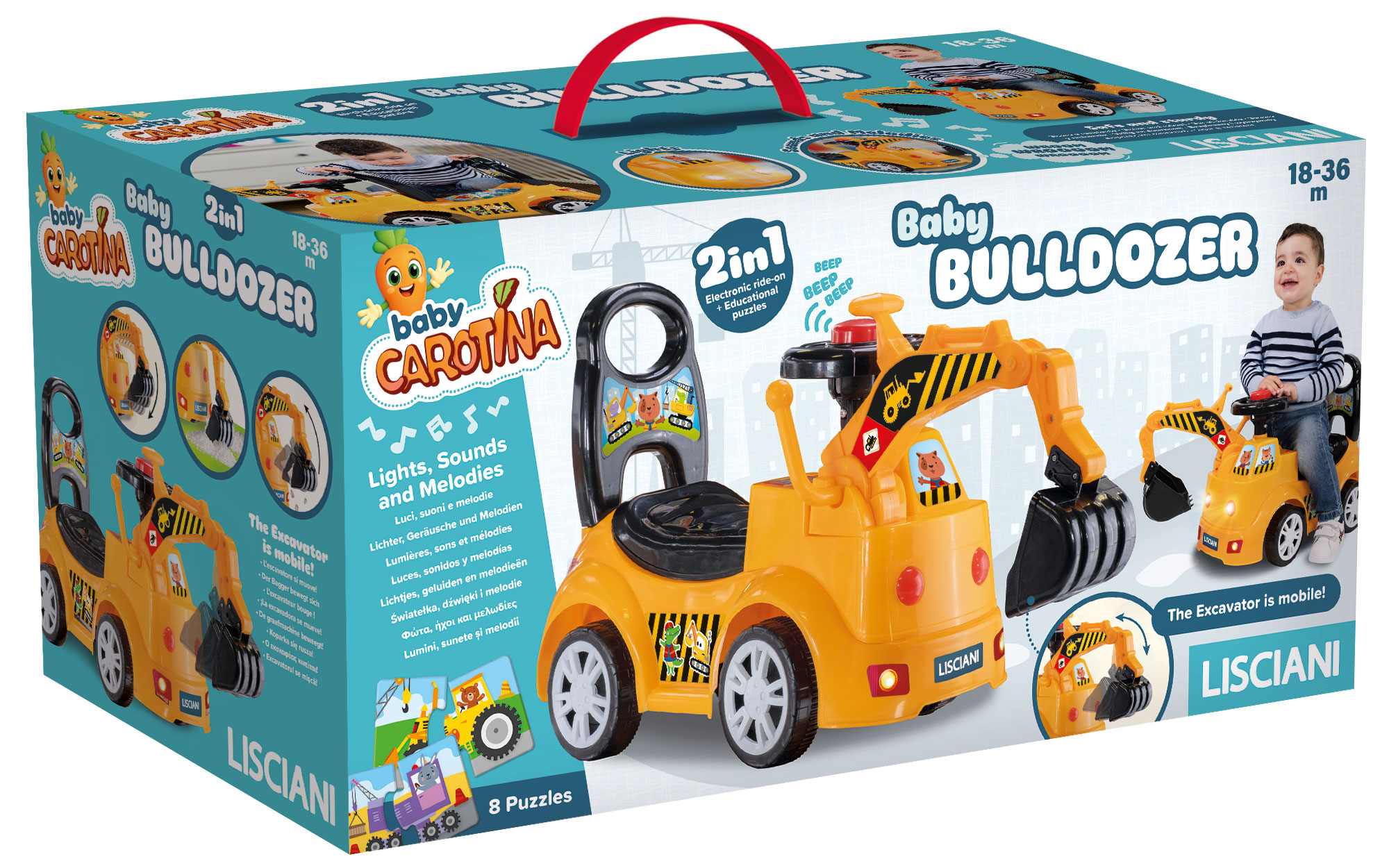 Lisciani Carotina Baby Ride On Bulldozer ruspa cavalcabile sonora