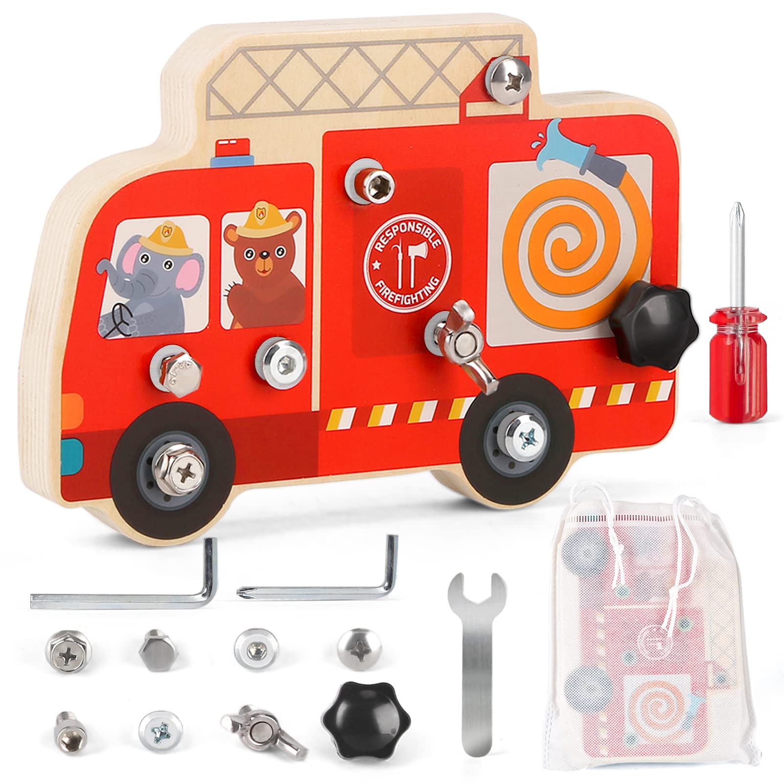 DINORUN Busy Board tavola montessori camion pompieri 3-6 anni