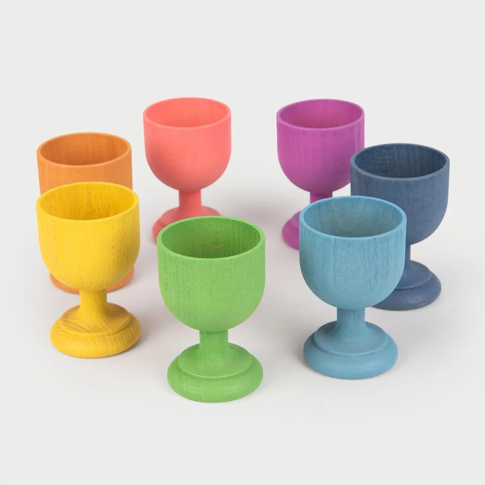 Tickit Rainbow Egg Cups Portauova Legno 7 Pezzi Colori