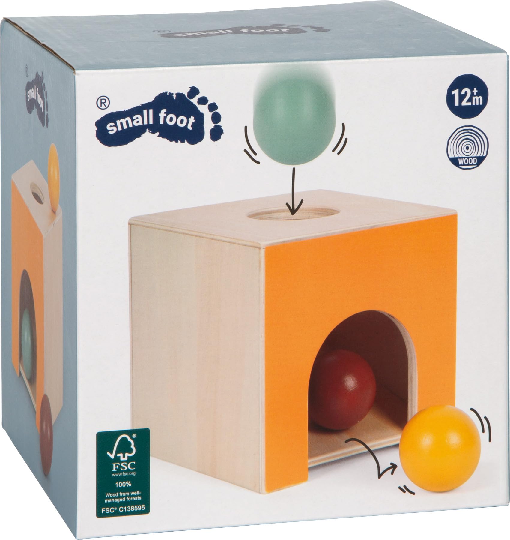 smallfoot 12744 scatola palline Montessori legno 3 palline