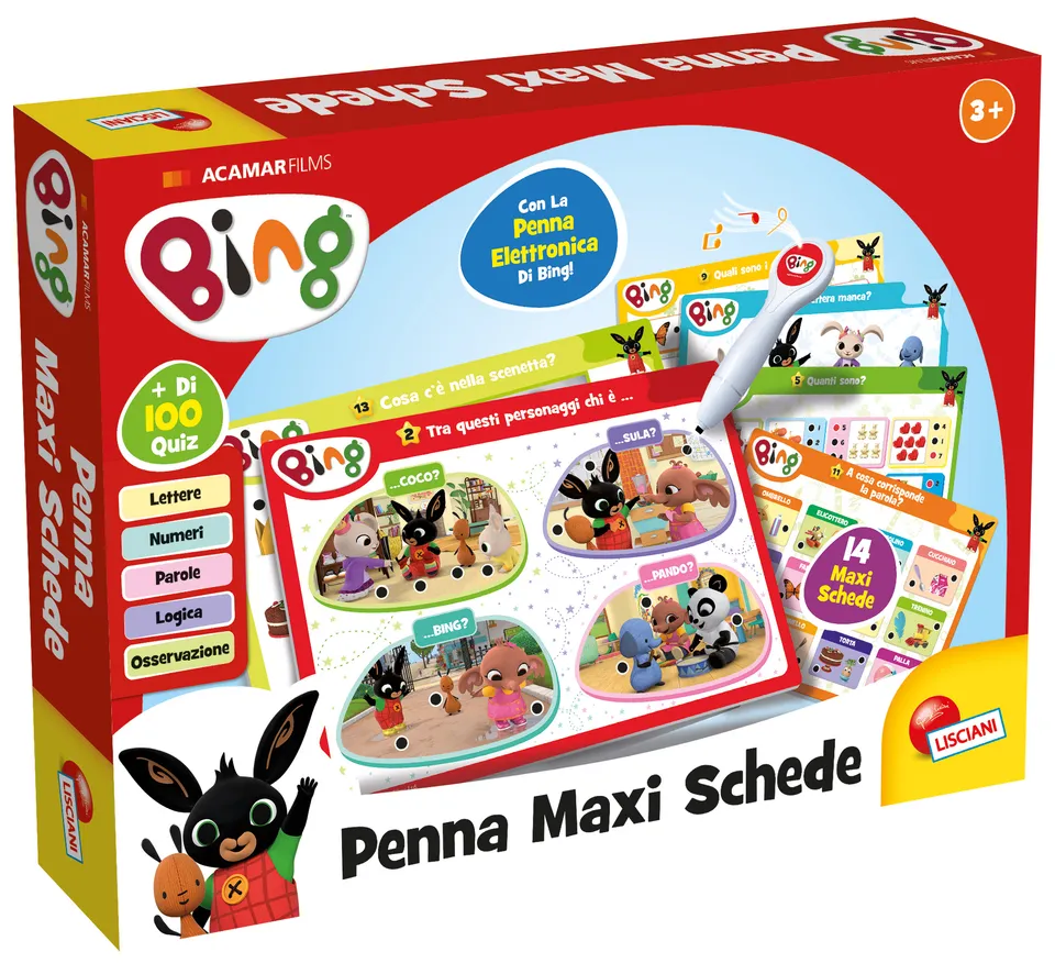 Lisciani Bing Penna Maxi Schede gioco quiz 14 schede elettronica