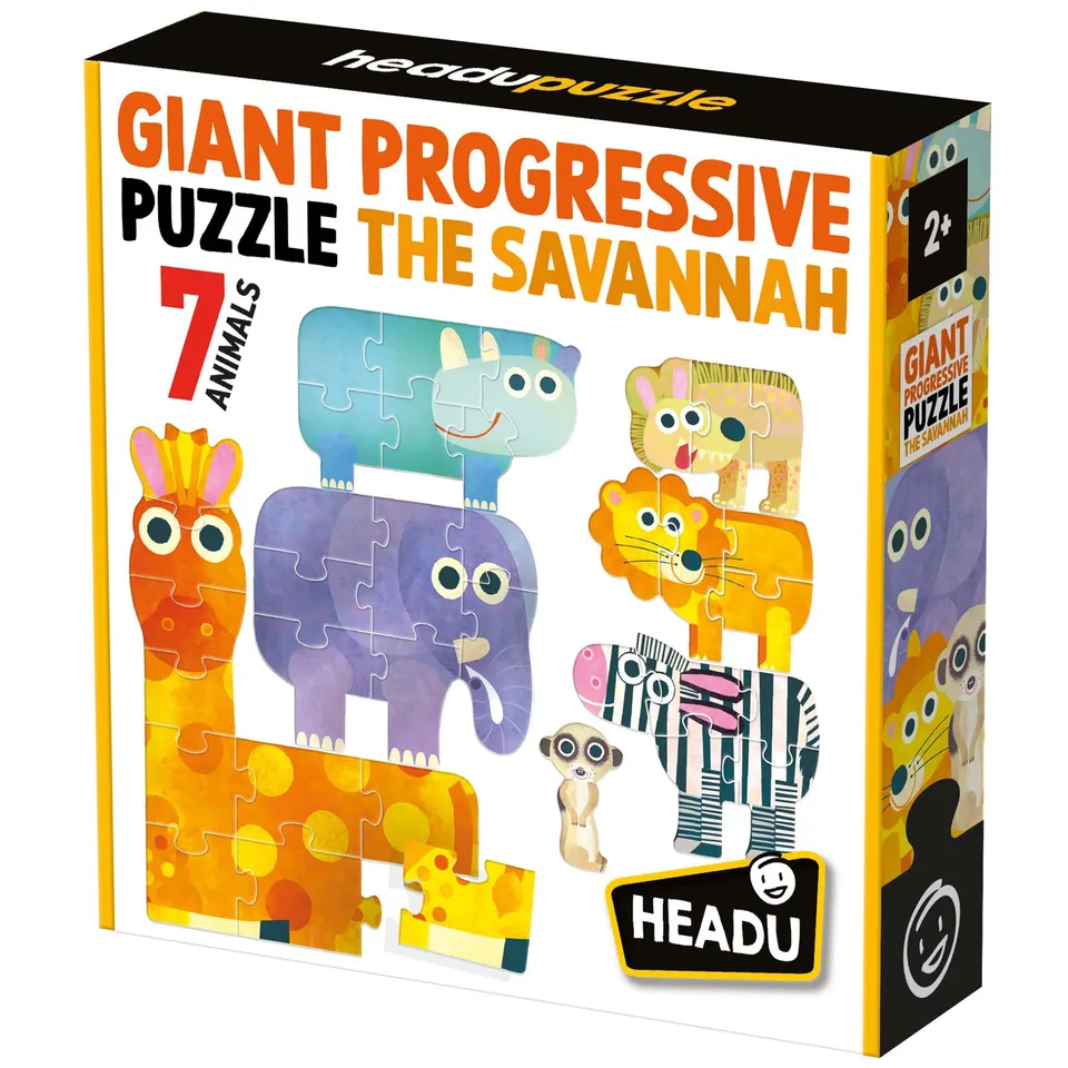Headu Giant Progressive Savannah puzzle 7 livelli 2+ anni