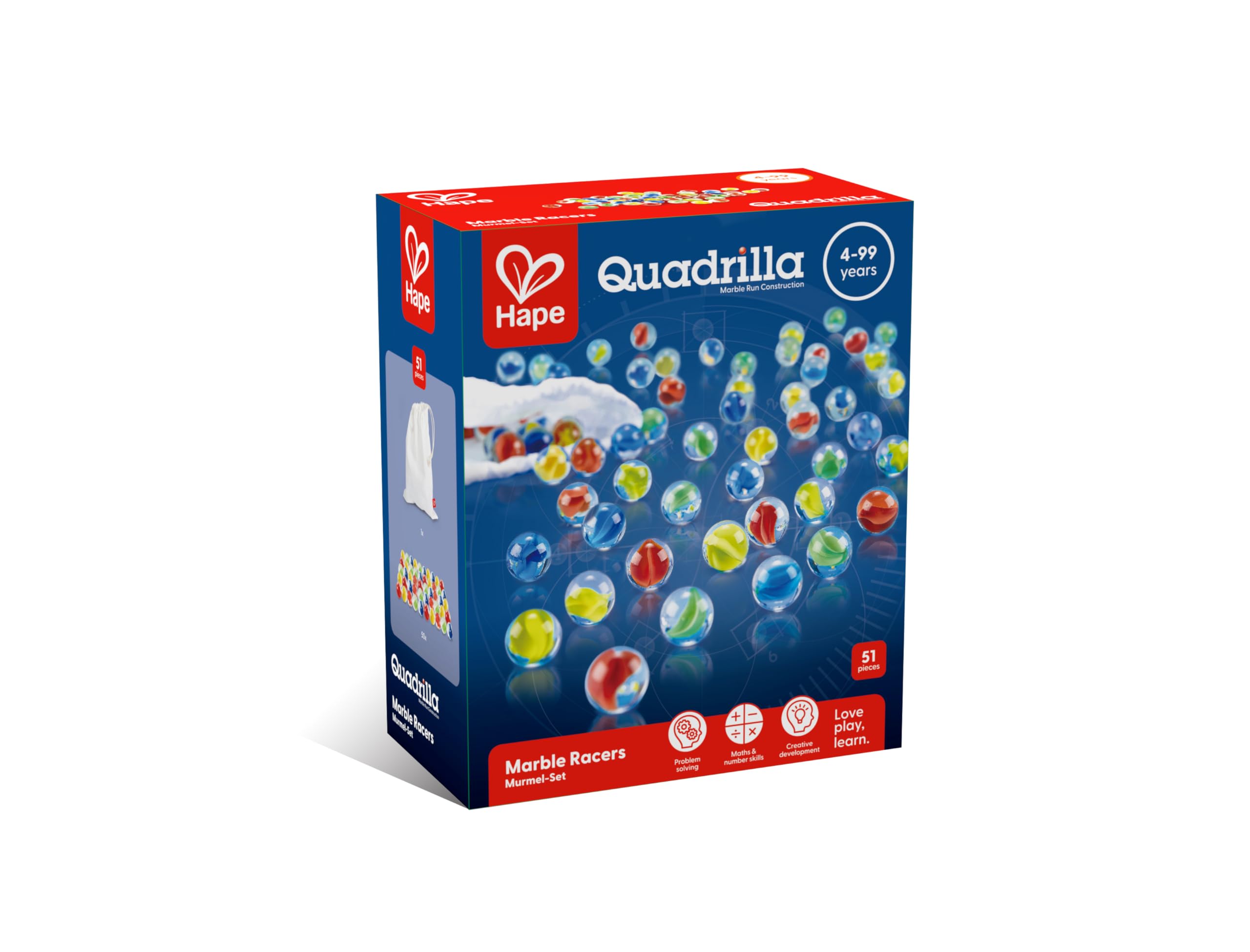 Hape Quadrilla biglie gara vetro 50 pezzi sacchetto